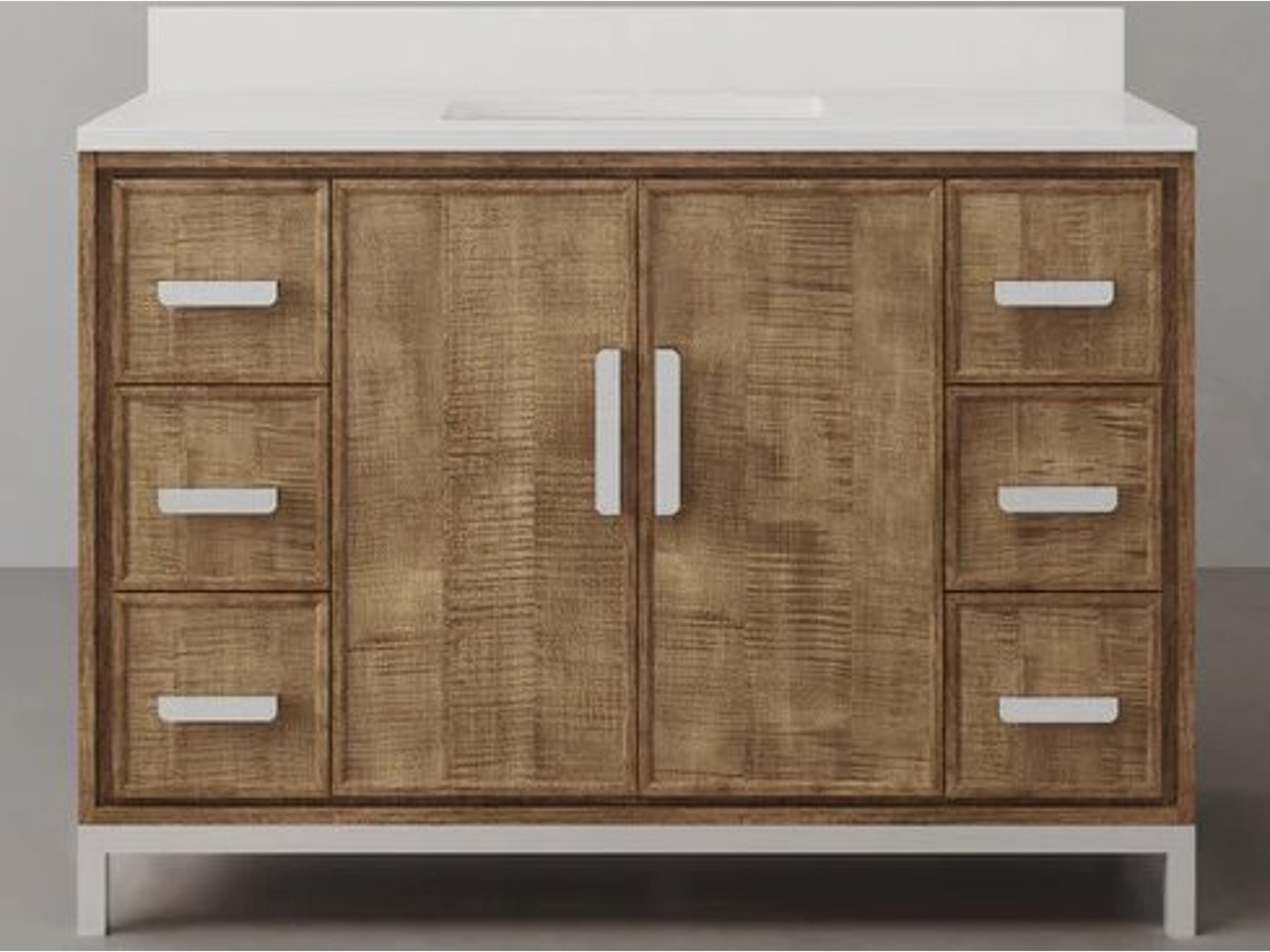 Westin Single sink Whitebrook Quartz Countertop Bath Vanity in Lustrous Walnut  with Classic Faucet and Mirror