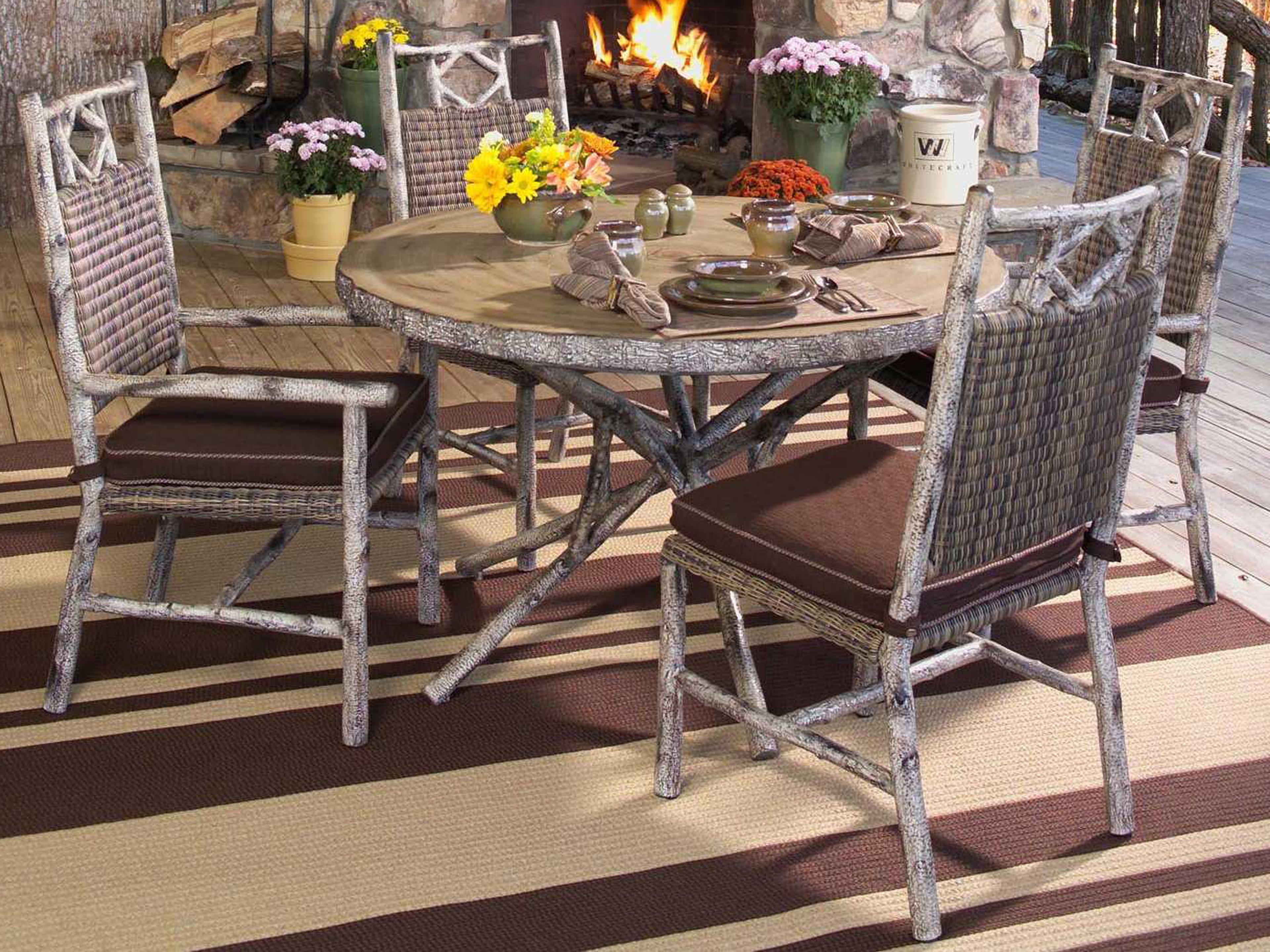 Whitecraft River Run Wicker Antique Palm Outdoor Dining Set