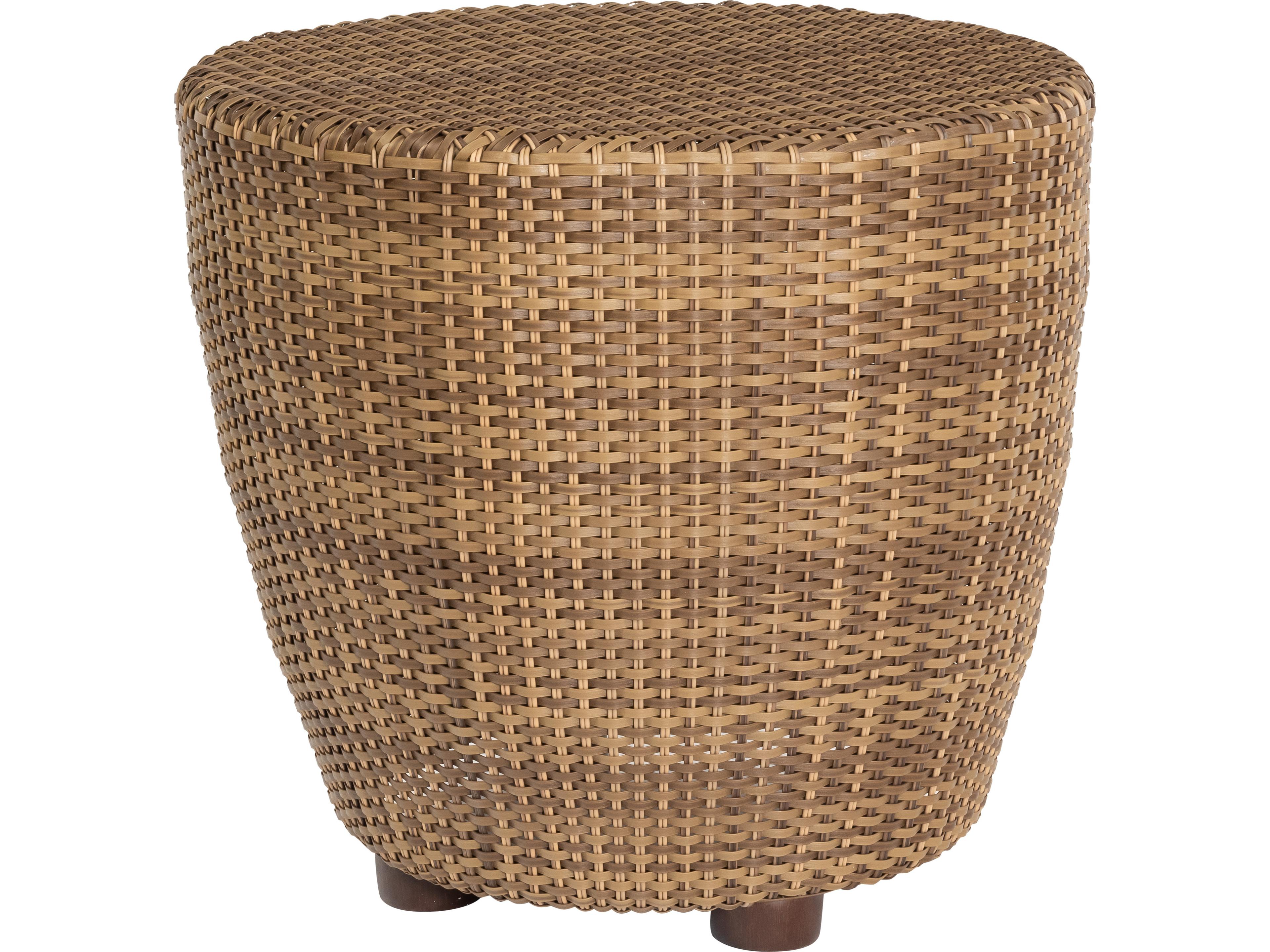 Woodard Whitecraft Saddleback Wicker Round Patio End Table
