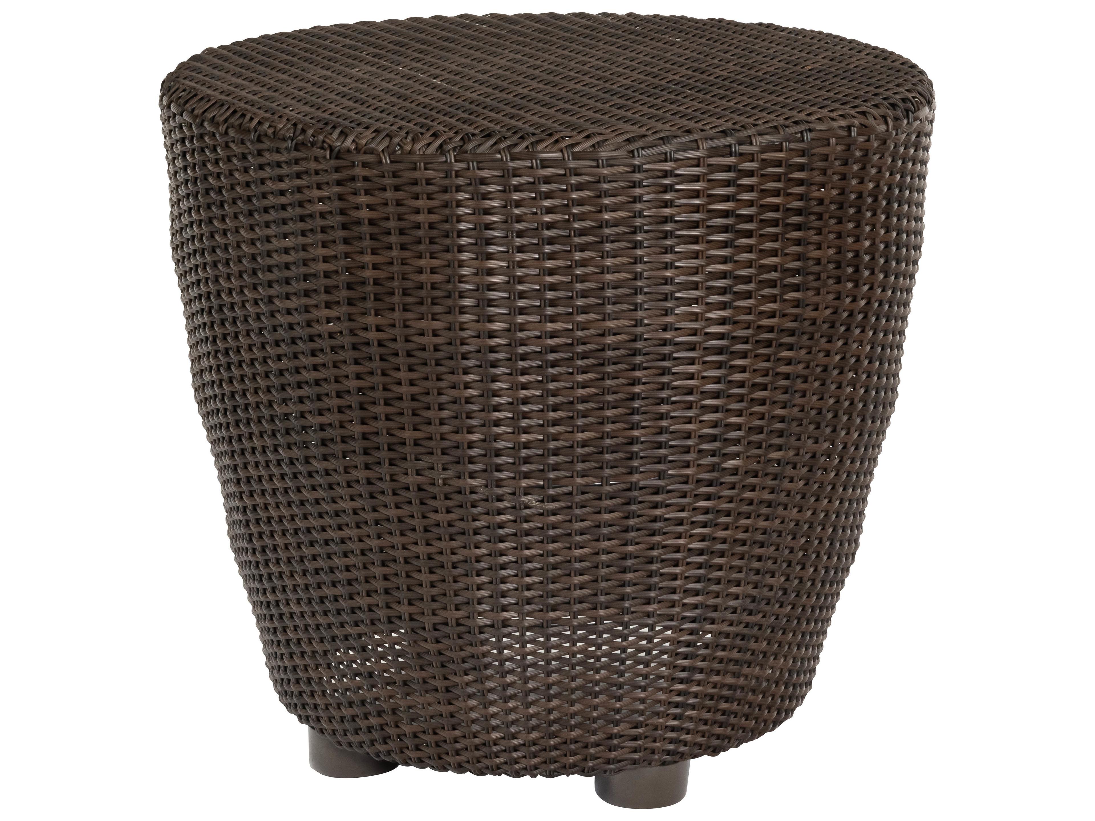 Woodard Whitecraft Saddleback Wicker Round Patio End Table