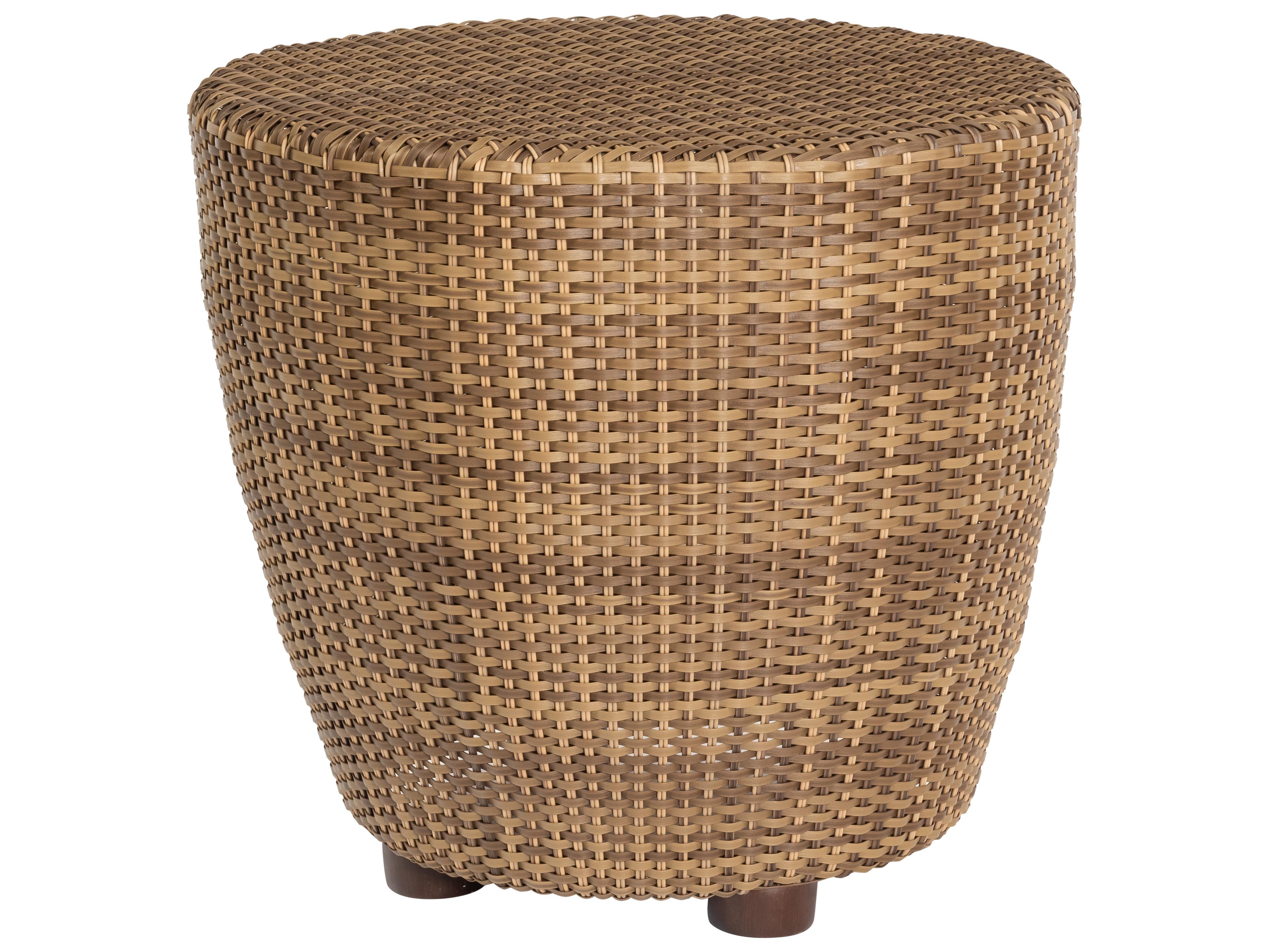 Woodard Whitecraft Saddleback Wicker Round Patio End Table