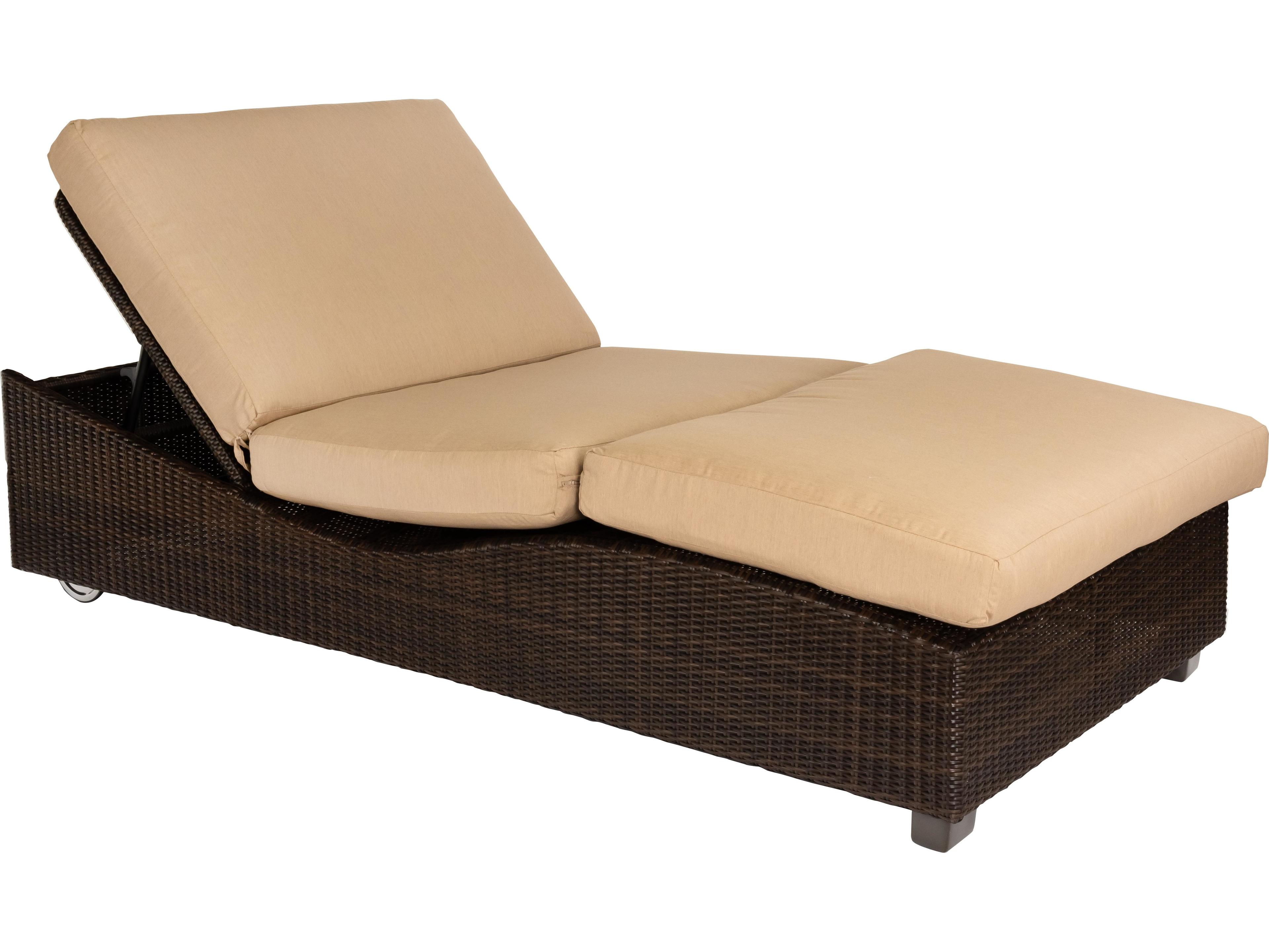 Woodard Whitecraft Montecito Wicker Double Patio Chaise Lounge