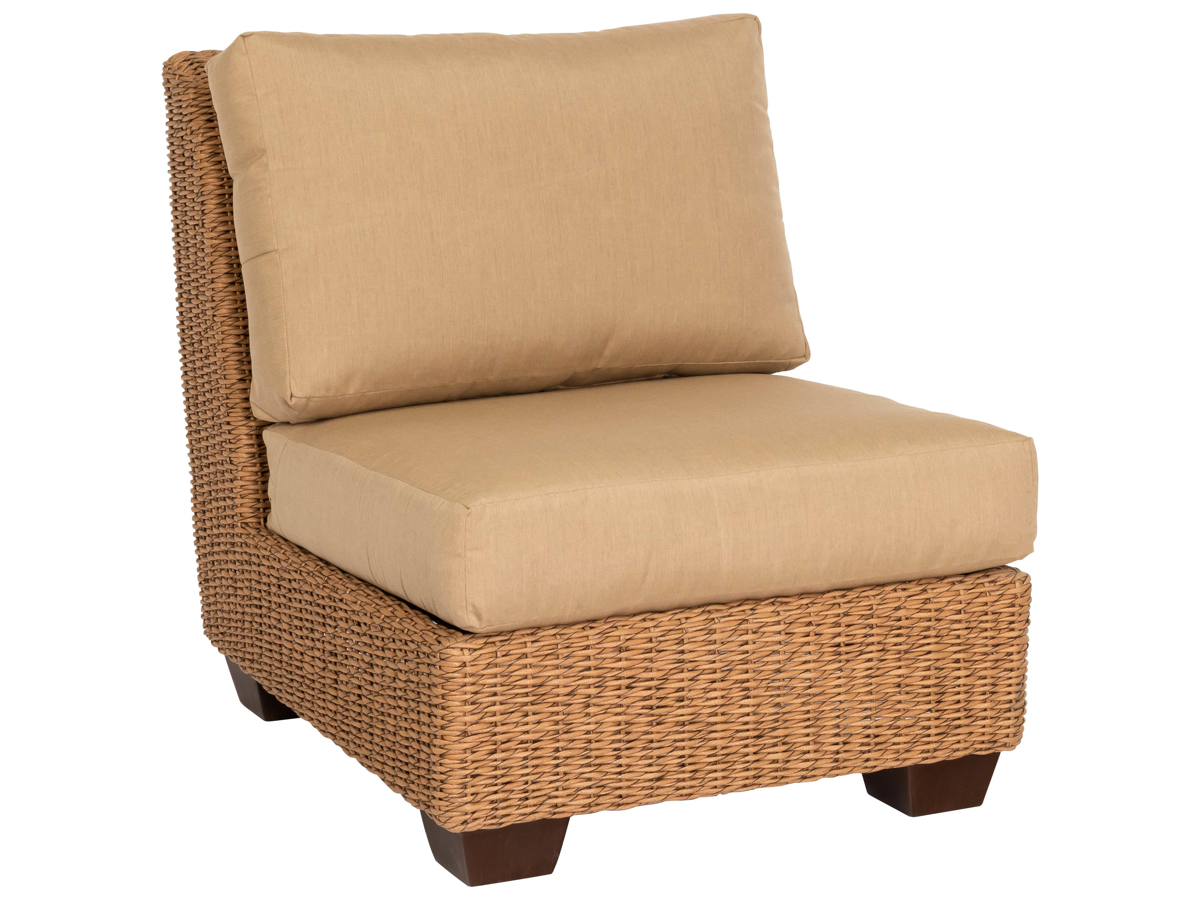 Woodard Whitecraft Saddleback Wicker Modular Patio Lounge Chair