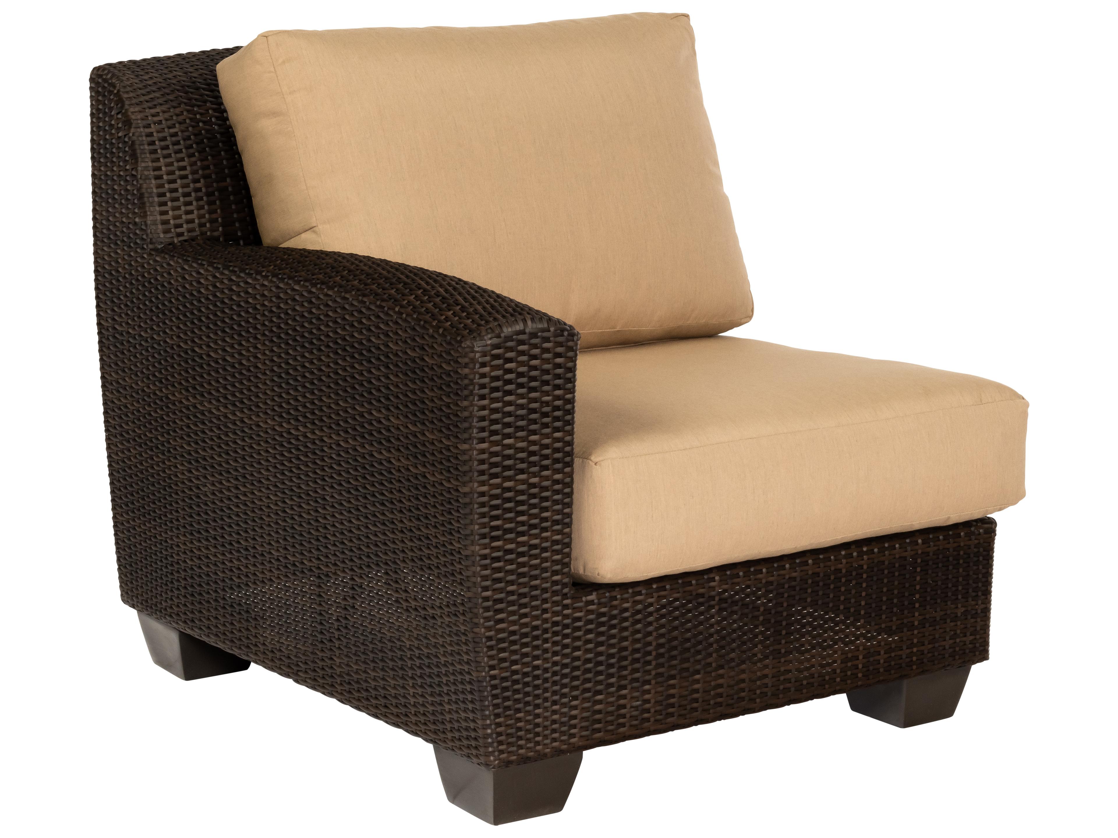 Woodard Whitecraft Saddleback Wicker Left Arm Outdoor Patio Lounge Chair