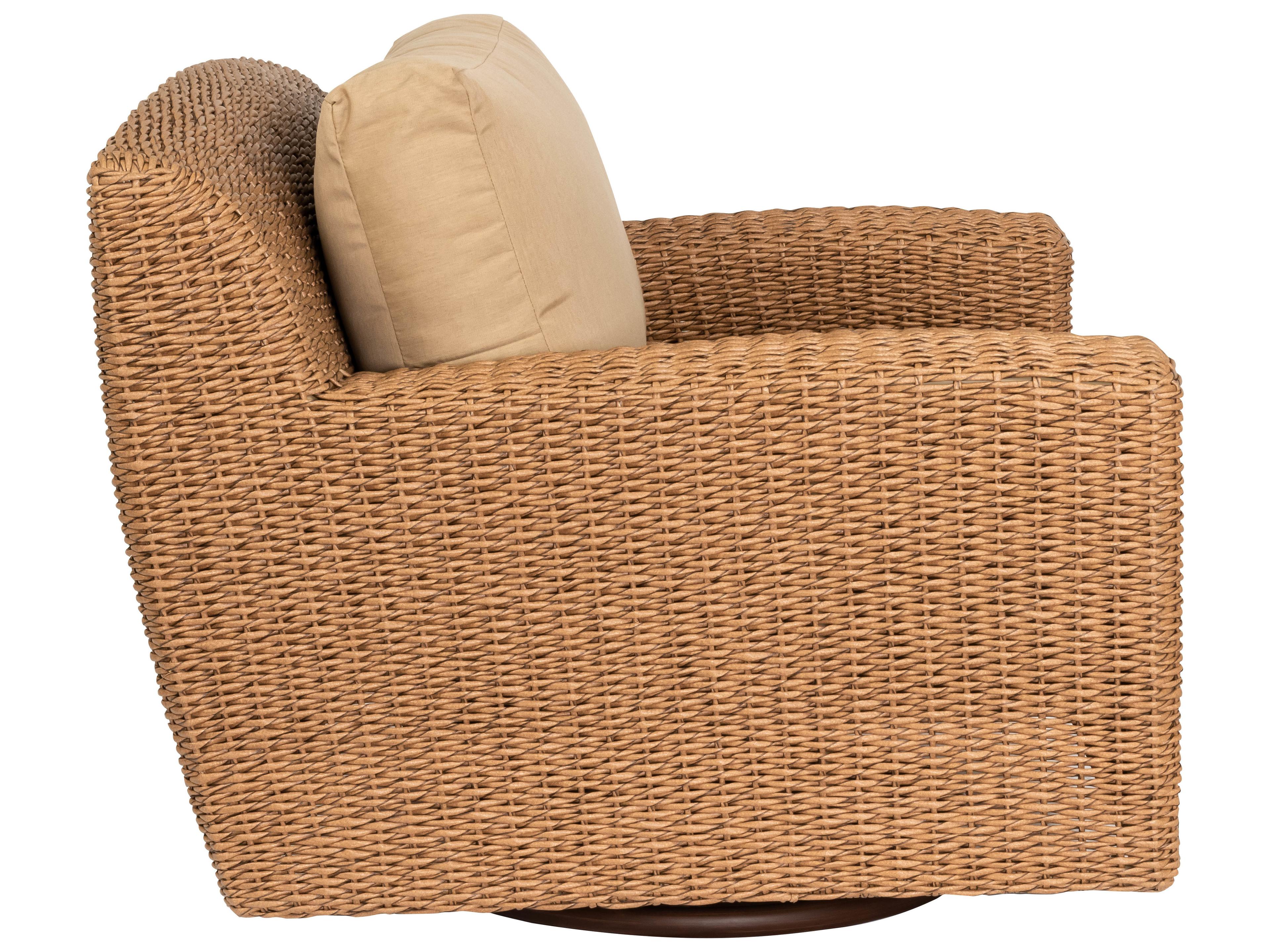 Woodard Whitecraft Saddleback Wicker Swivel Outdoor Lounge Chair