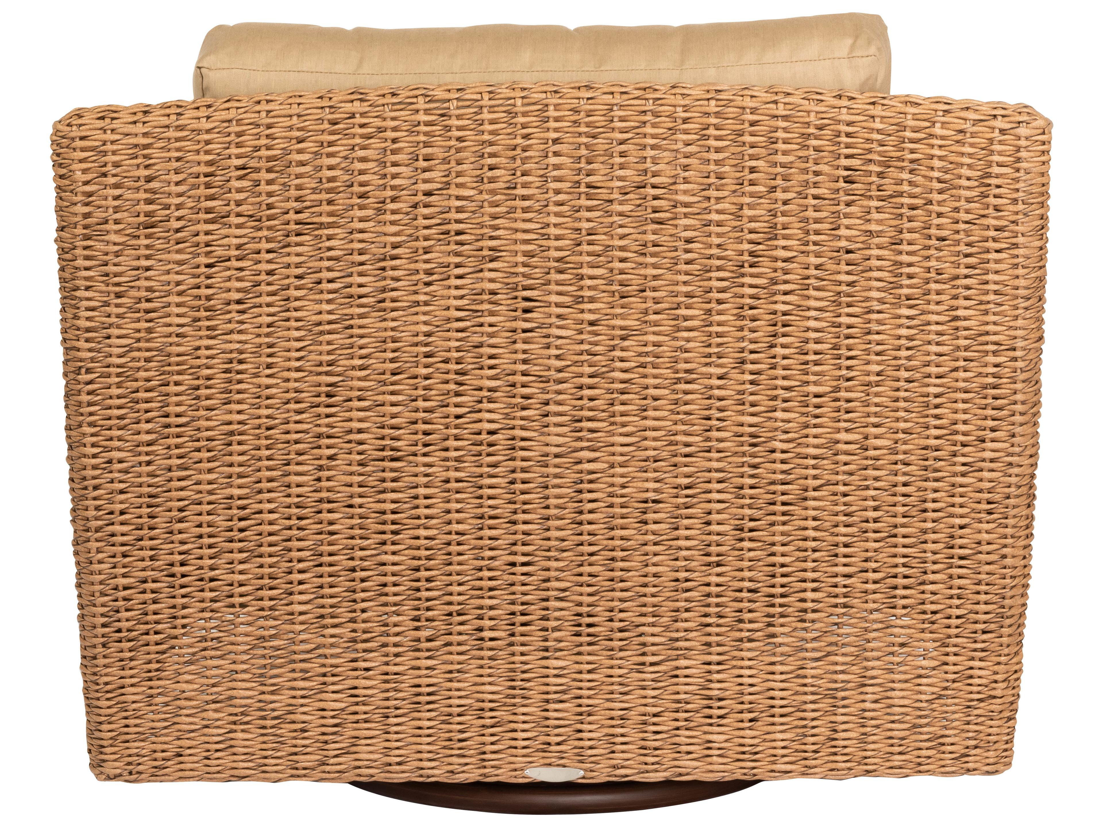 Woodard Whitecraft Saddleback Wicker Swivel Outdoor Lounge Chair