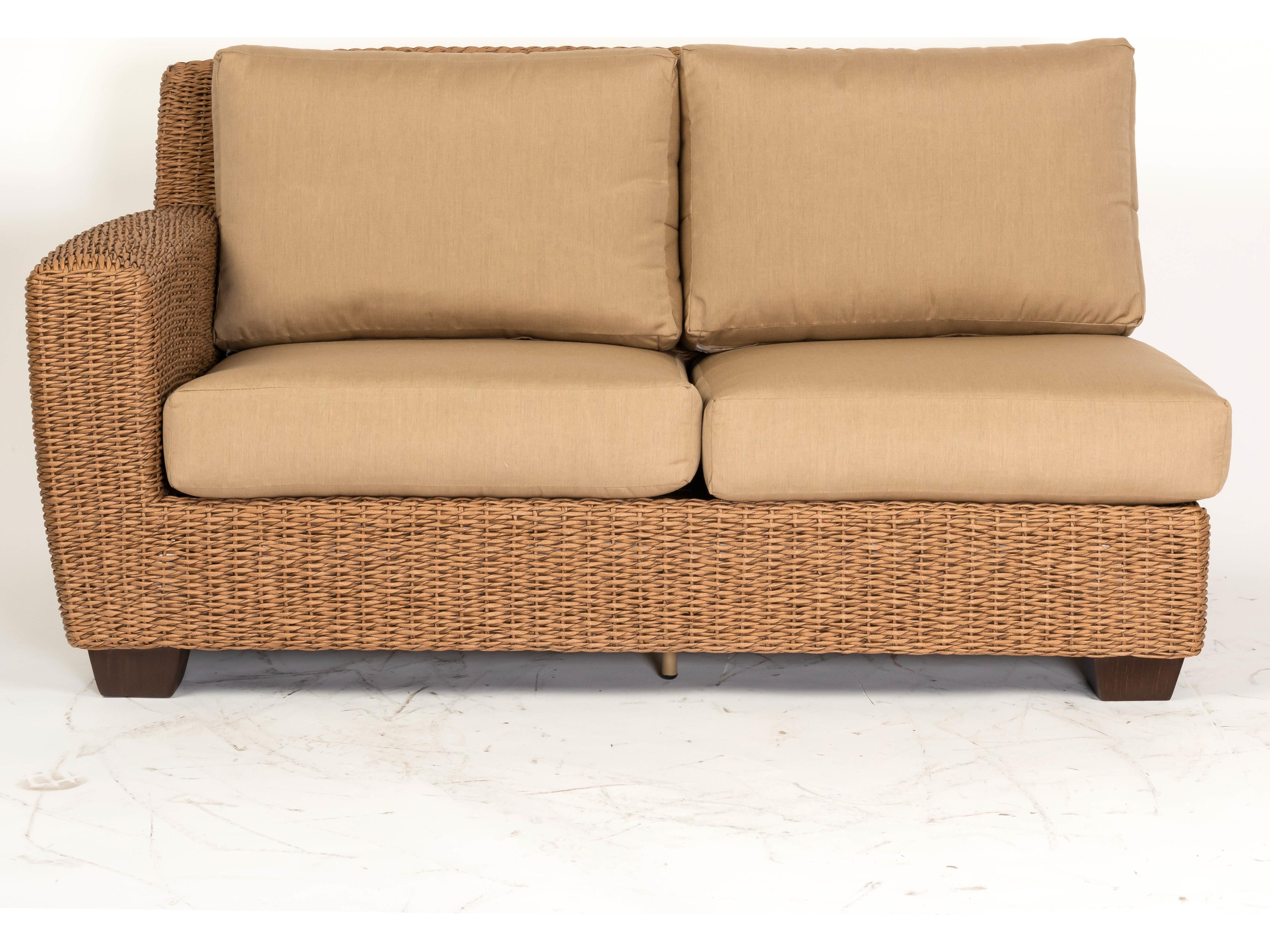 Woodard Whitecraft Saddleback Wicker Left Arm Outdoor Loveseat