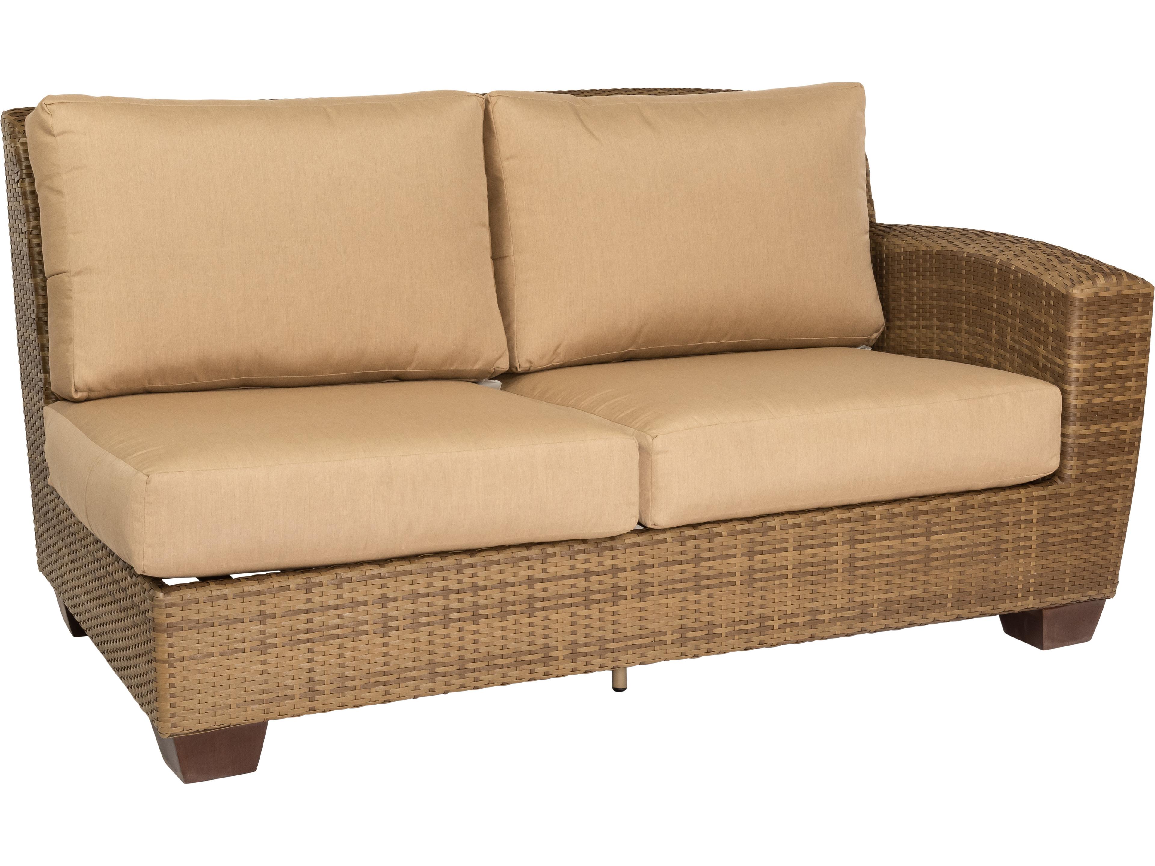 Woodard Whitecraft Saddleback Wicker Right Arm Outdoor Patio Loveseat