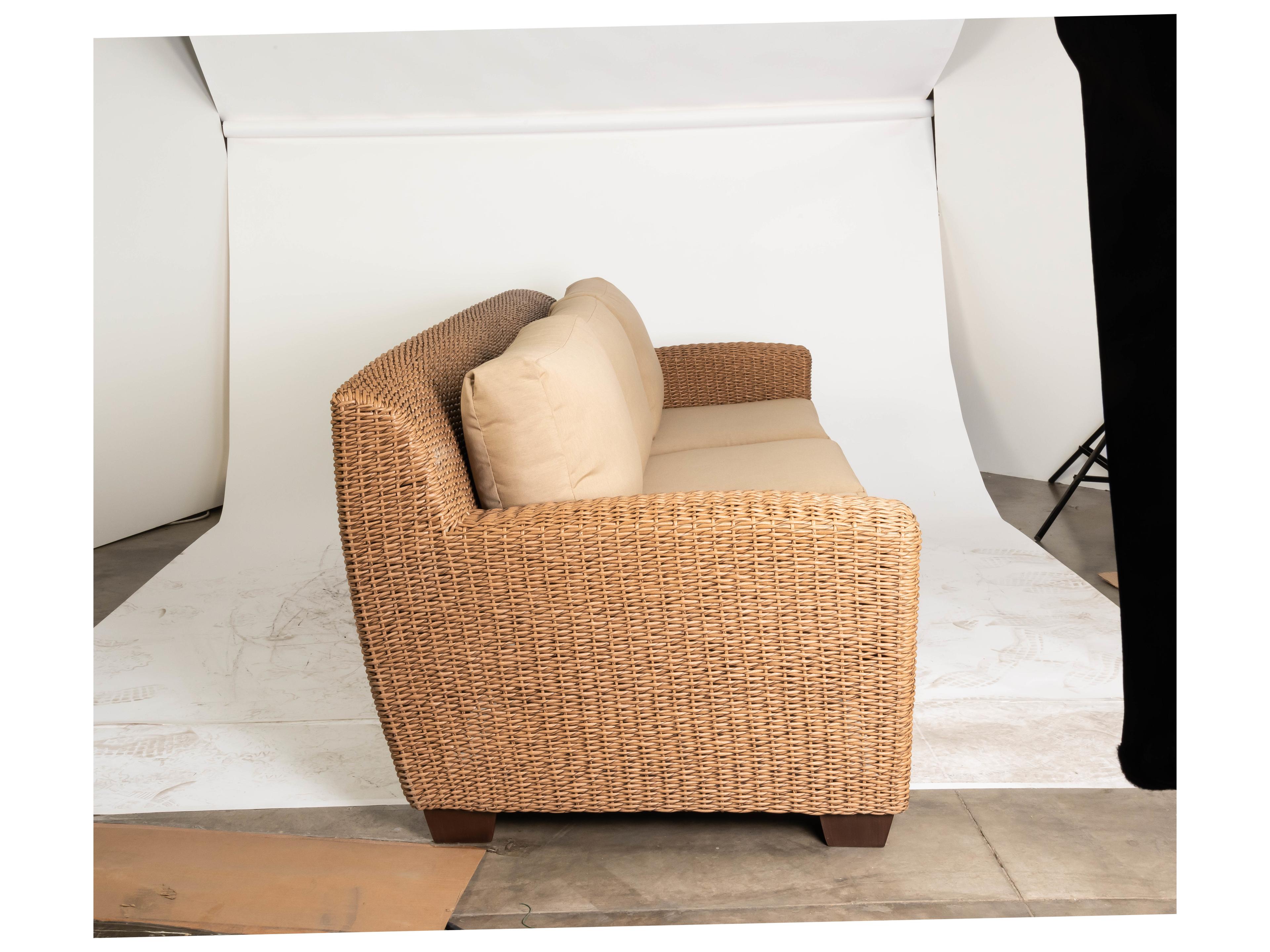 Woodard Whitecraft Saddleback Wicker Patio Sofa