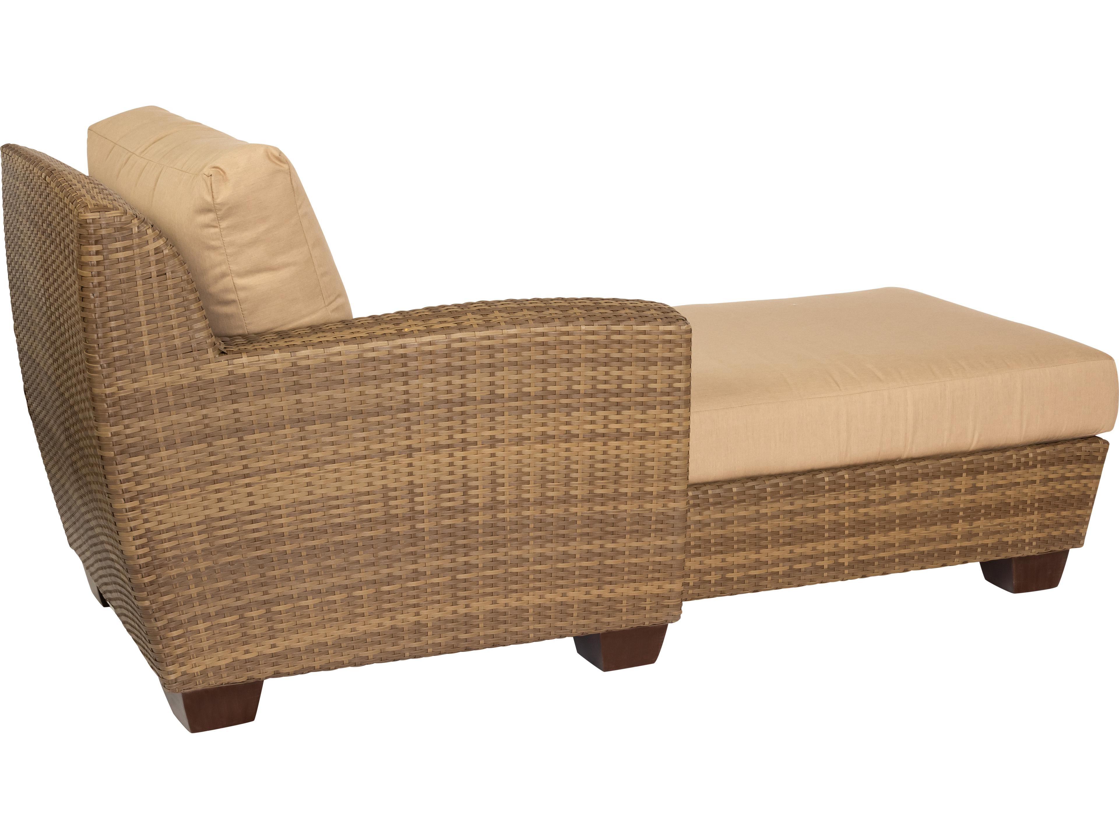 Woodard Whitecraft Saddleback Wicker Left Arm Outdoor Chaise Lounge
