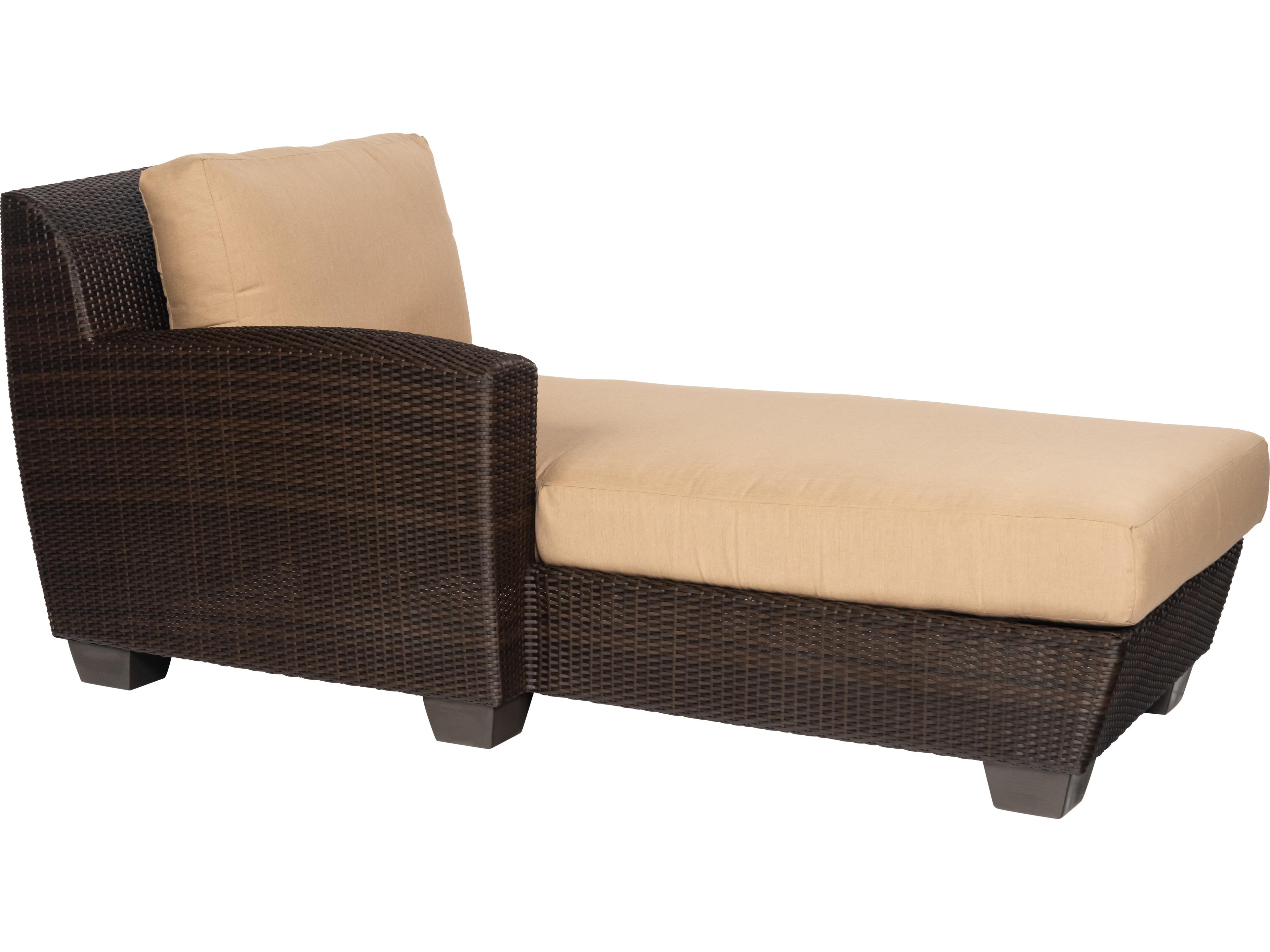 Woodard Whitecraft Saddleback Wicker Left Arm Outdoor Chaise Lounge