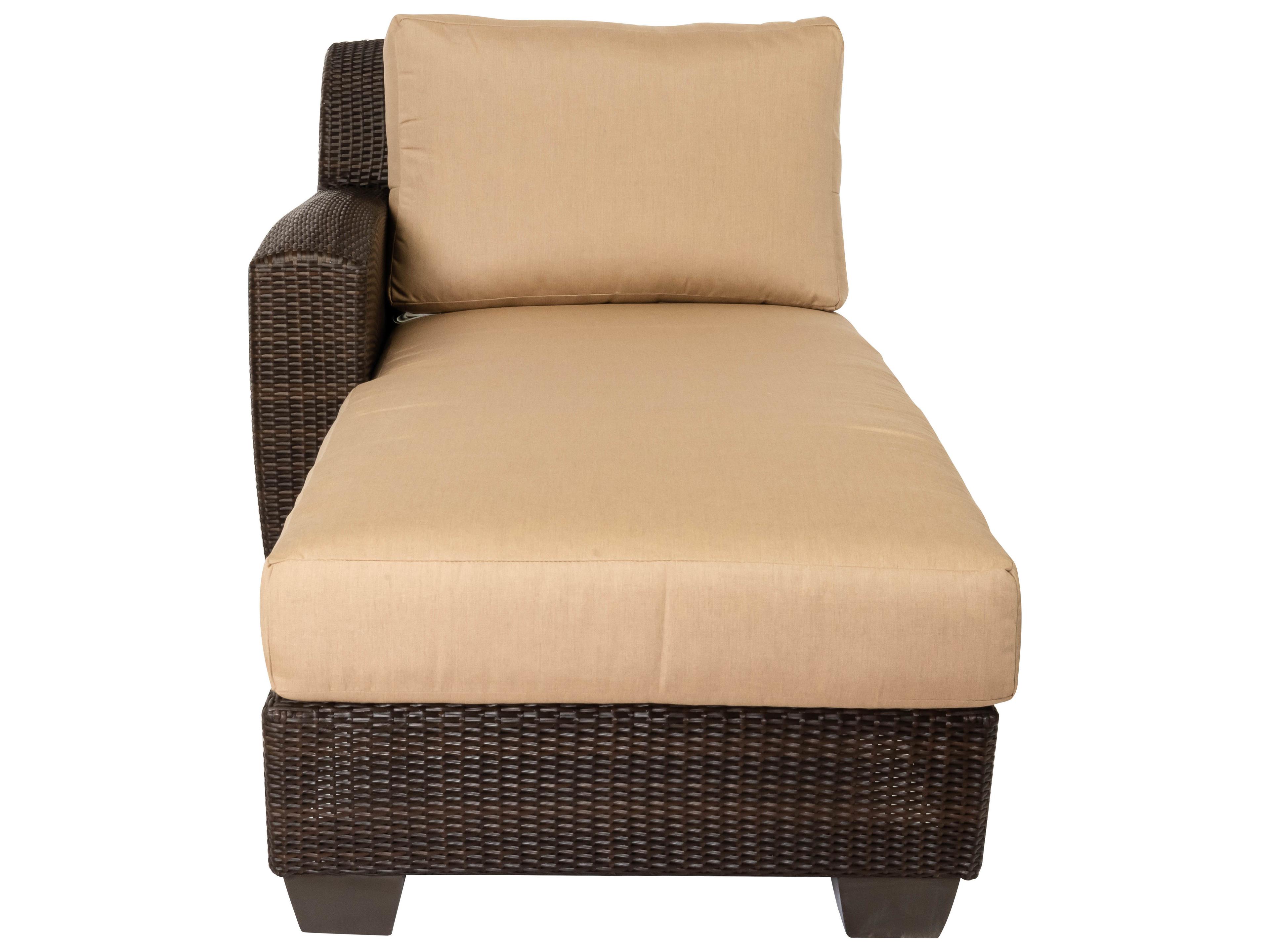 Woodard Whitecraft Saddleback Wicker Left Arm Outdoor Chaise Lounge