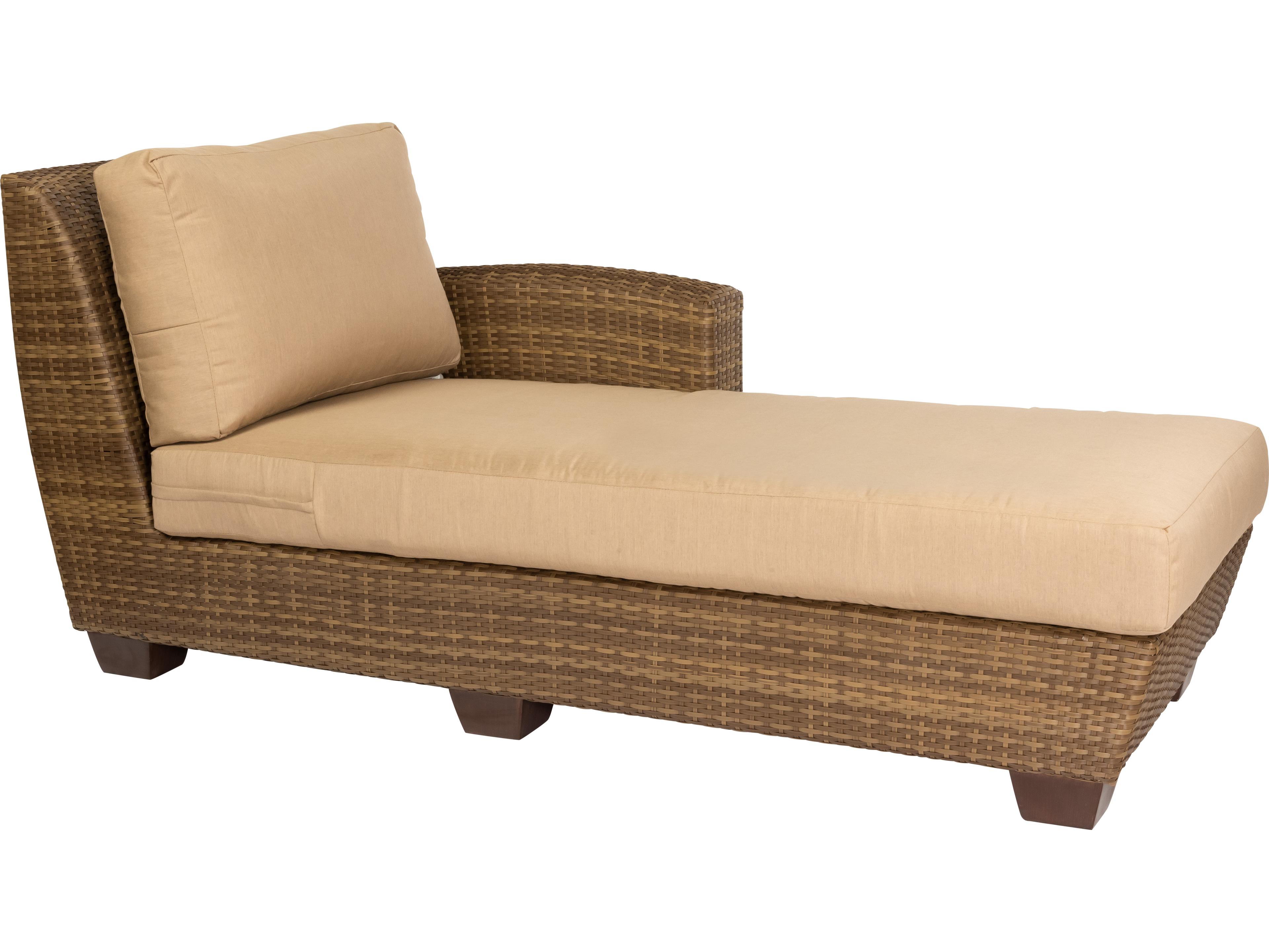 Woodard Whitecraft Saddleback Wicker Right Arm Outdoor Patio Chaise Lounge