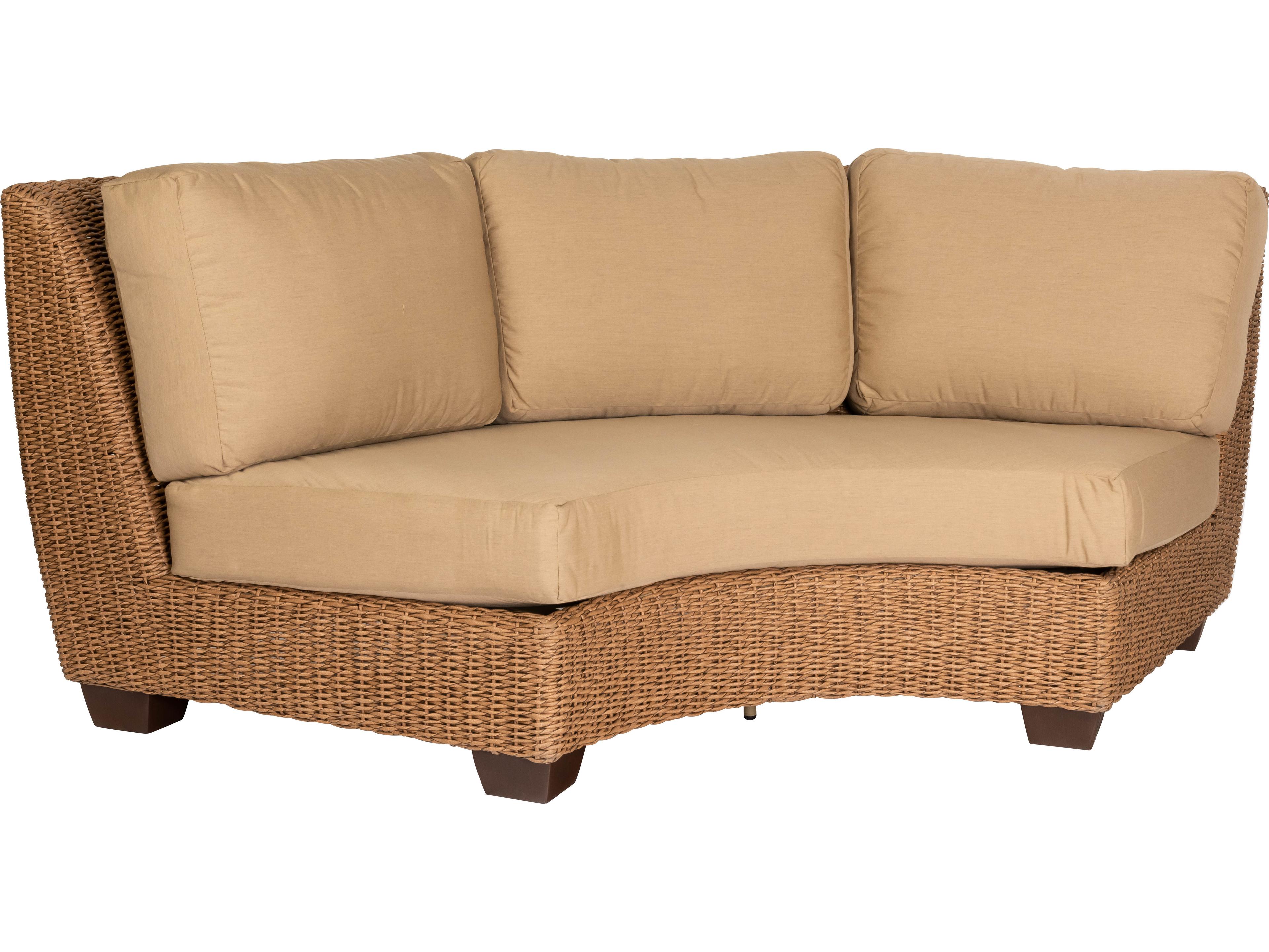 Woodard Whitecraft Saddleback Wicker Curved Corner Lounge Chair