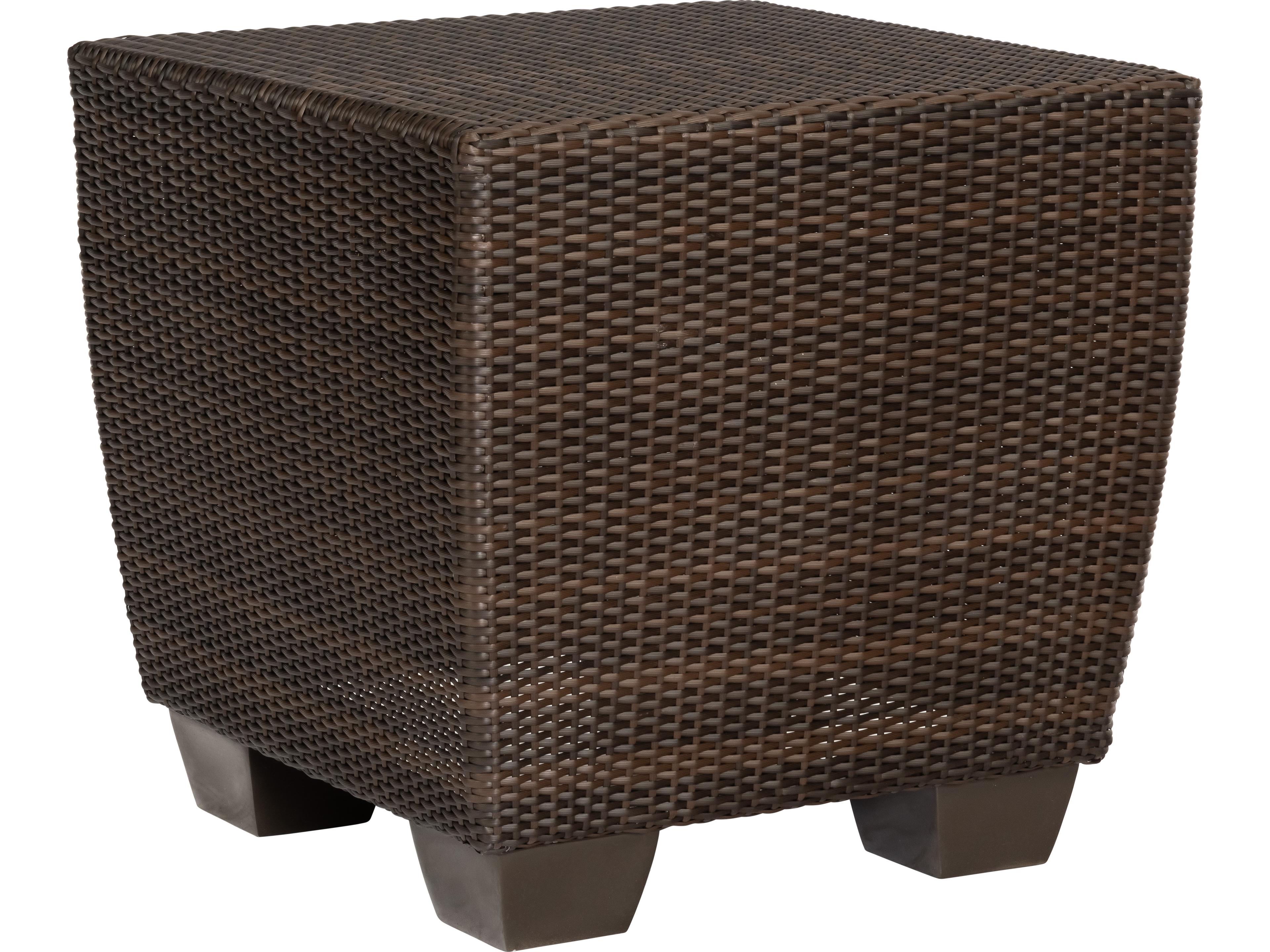 Whitecraft Saddleback Wicker Square Outdoor Patio End Table