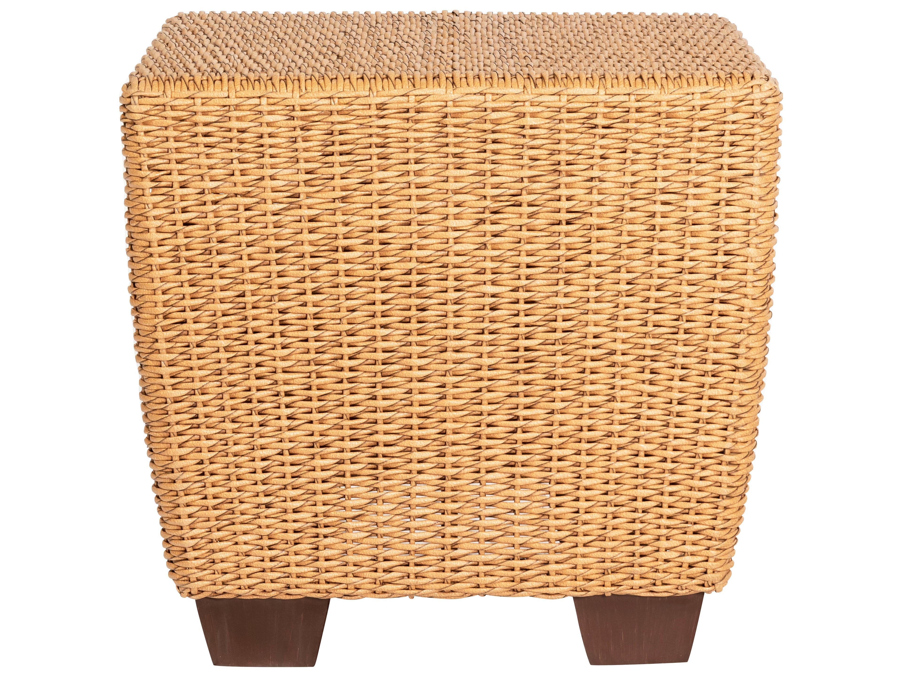 Woodard Whitecraft Saddleback Wicker Square Outdoor Patio End Table