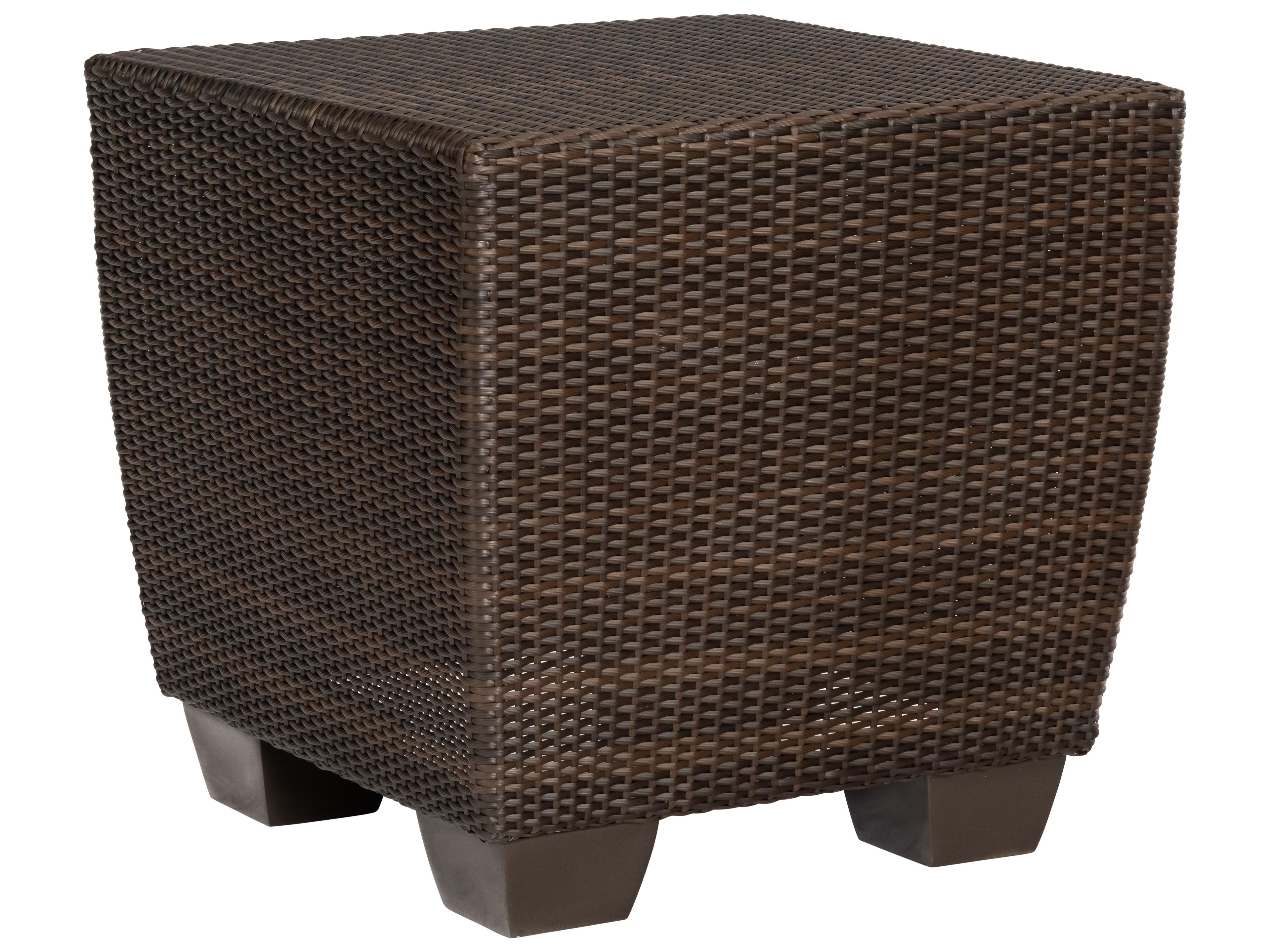 Woodard Whitecraft Saddleback Wicker Square Outdoor Patio End Table