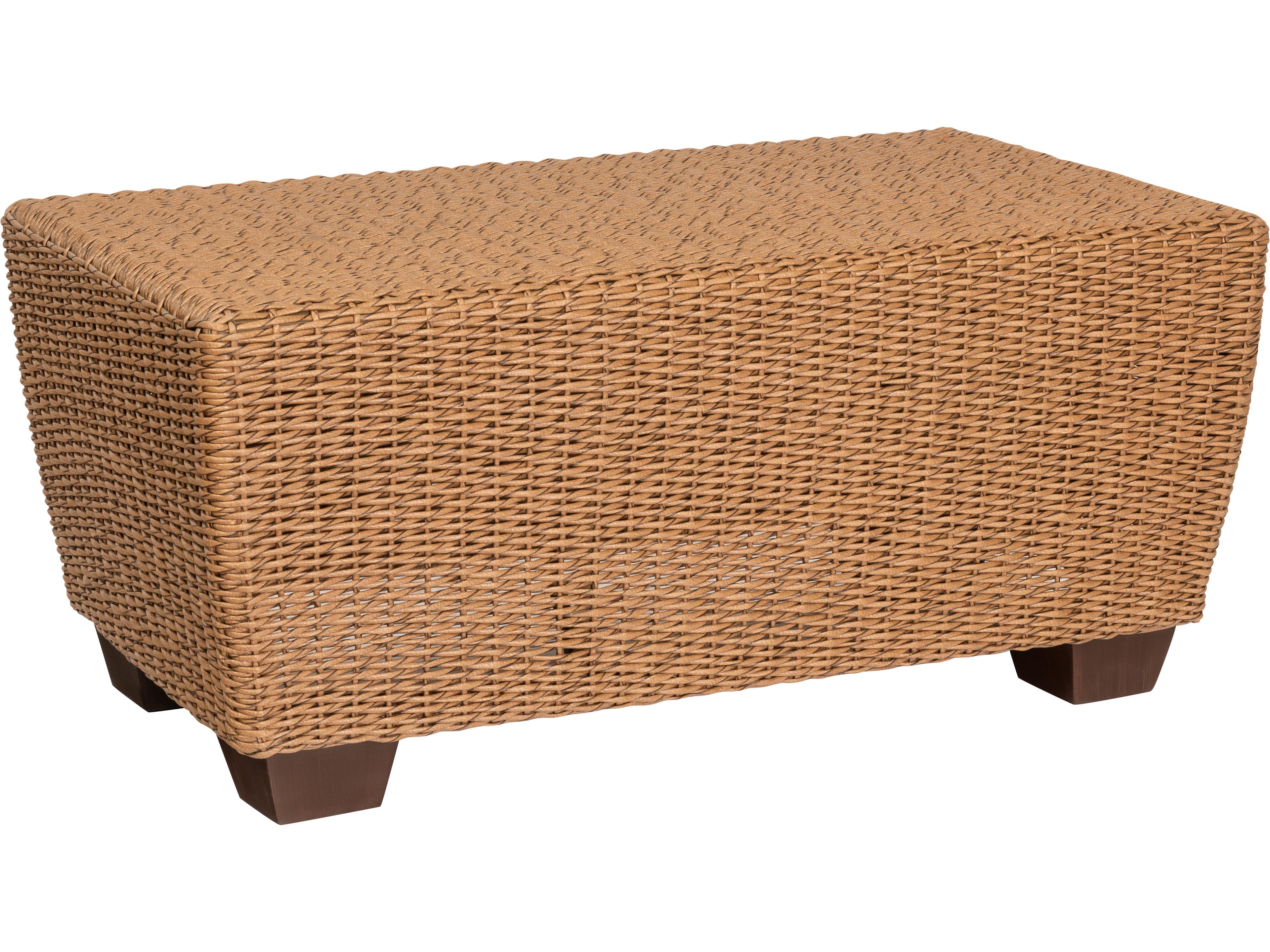 Woodard Whitecraft Saddleback Wicker Rectangular Patio Coffee Table