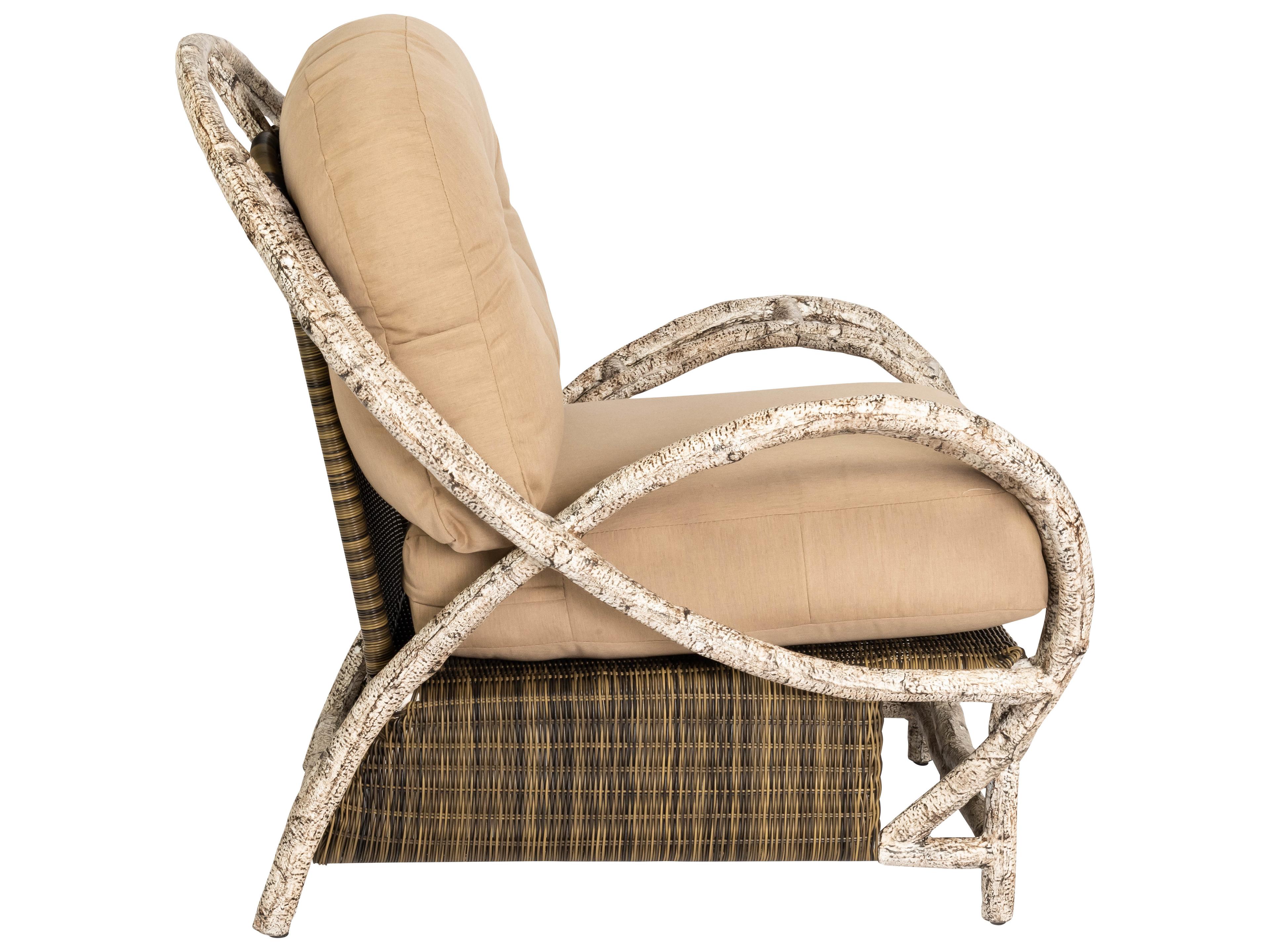 Woodard Whitecraft River Run Wicker Antique Palm Butterfly Outdoor Lounge Chair