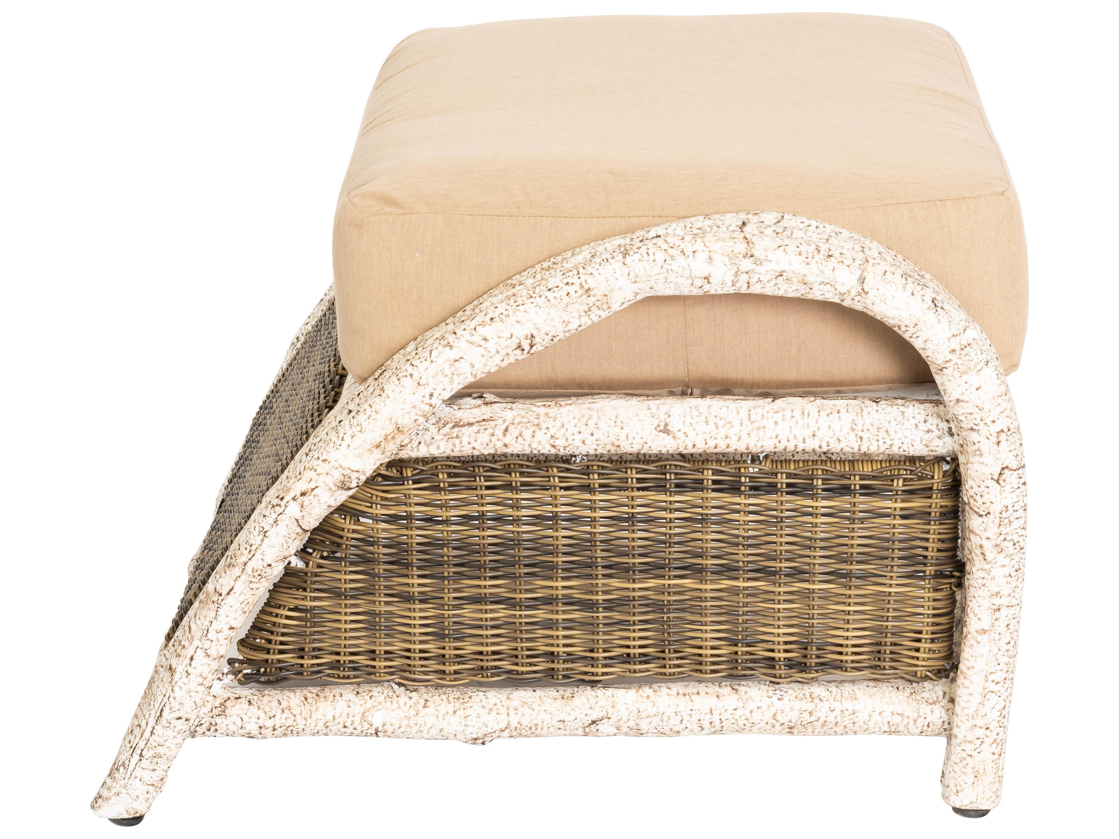 Woodard Whitecraft River Run Wicker Antique Palm Patio Ottoman