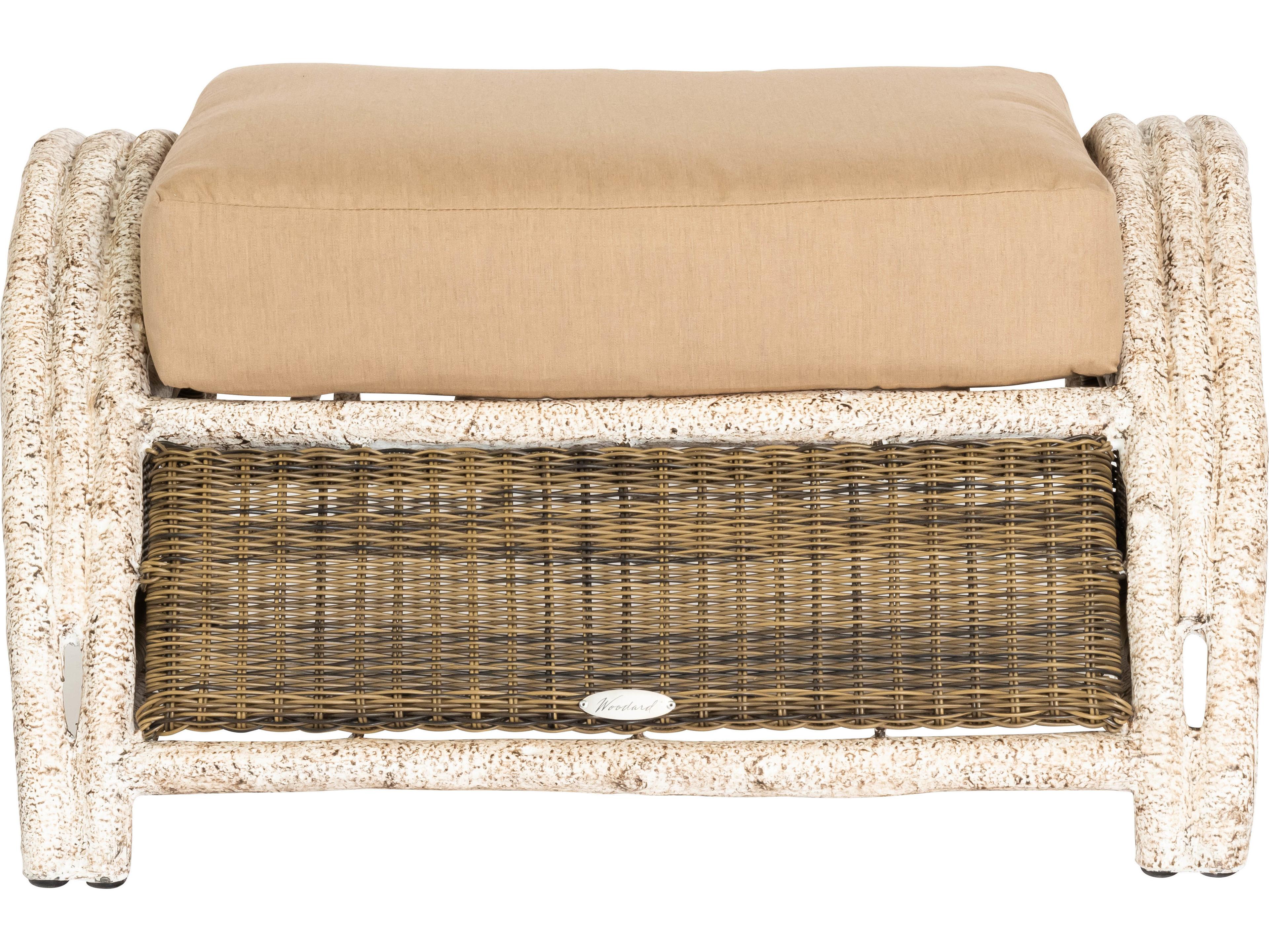 Woodard Whitecraft River Run Wicker Antique Palm Patio Ottoman