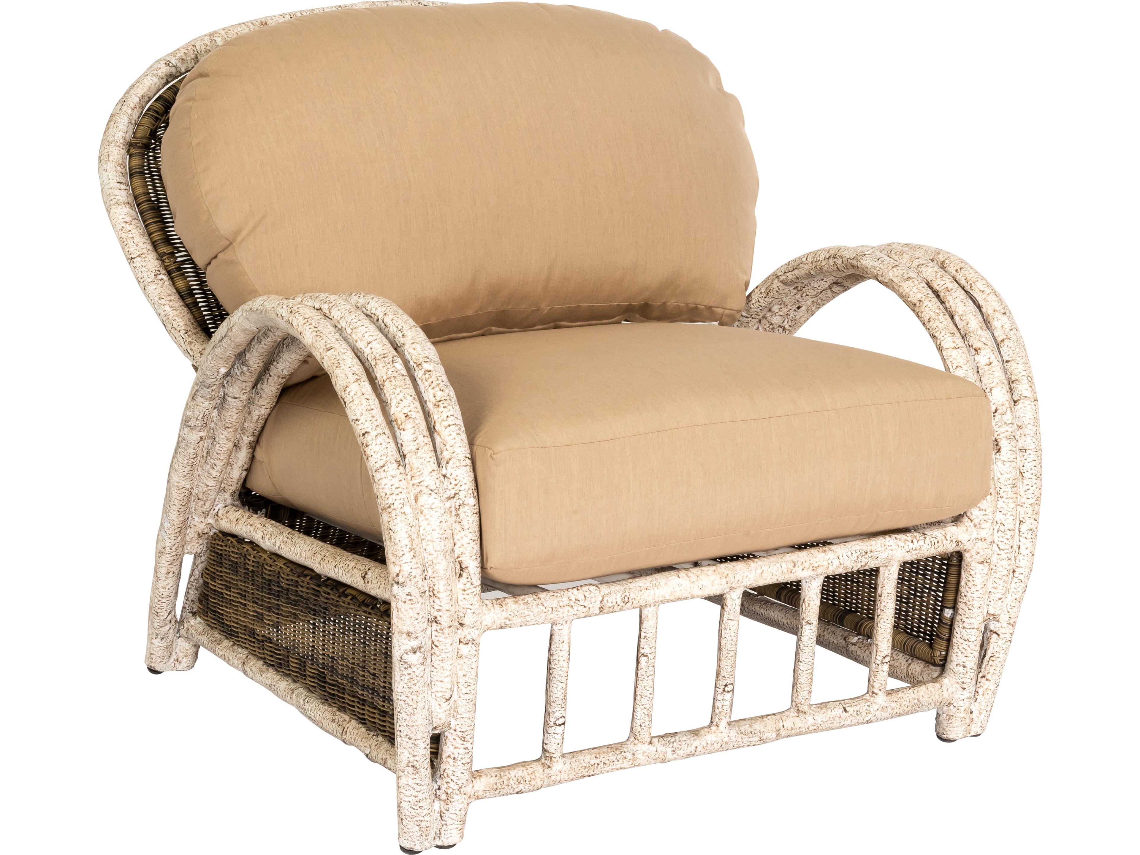 Whitecraft River Run Wicker Antique Palm Outdoor Patio Lounge Chair