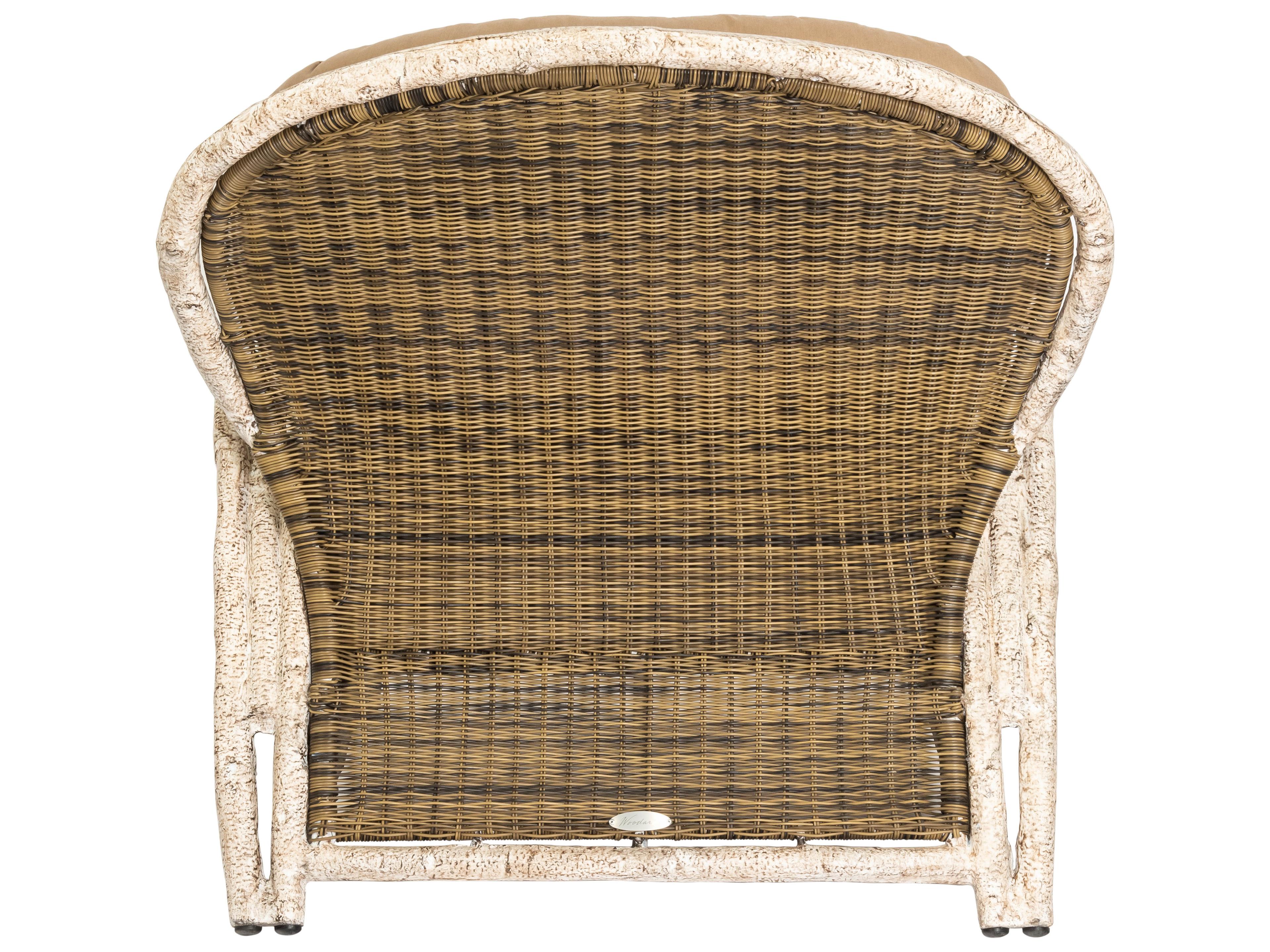 Woodard Whitecraft River Run Wicker Antique Palm Outdoor Patio Lounge Chair