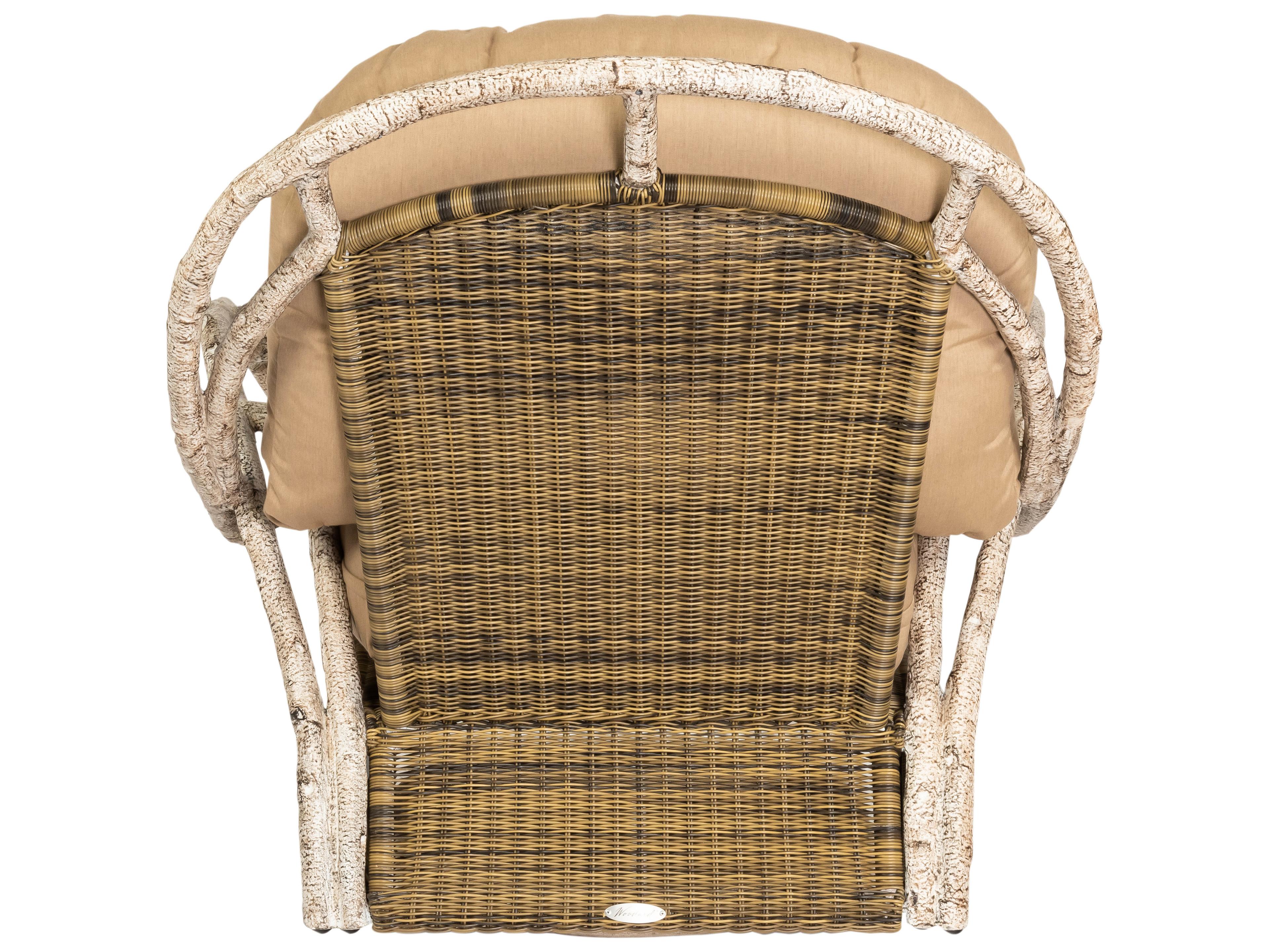 Woodard Whitecraft River Run Wicker Antique Palm Butterfly Swivel Patio Lounge Chair