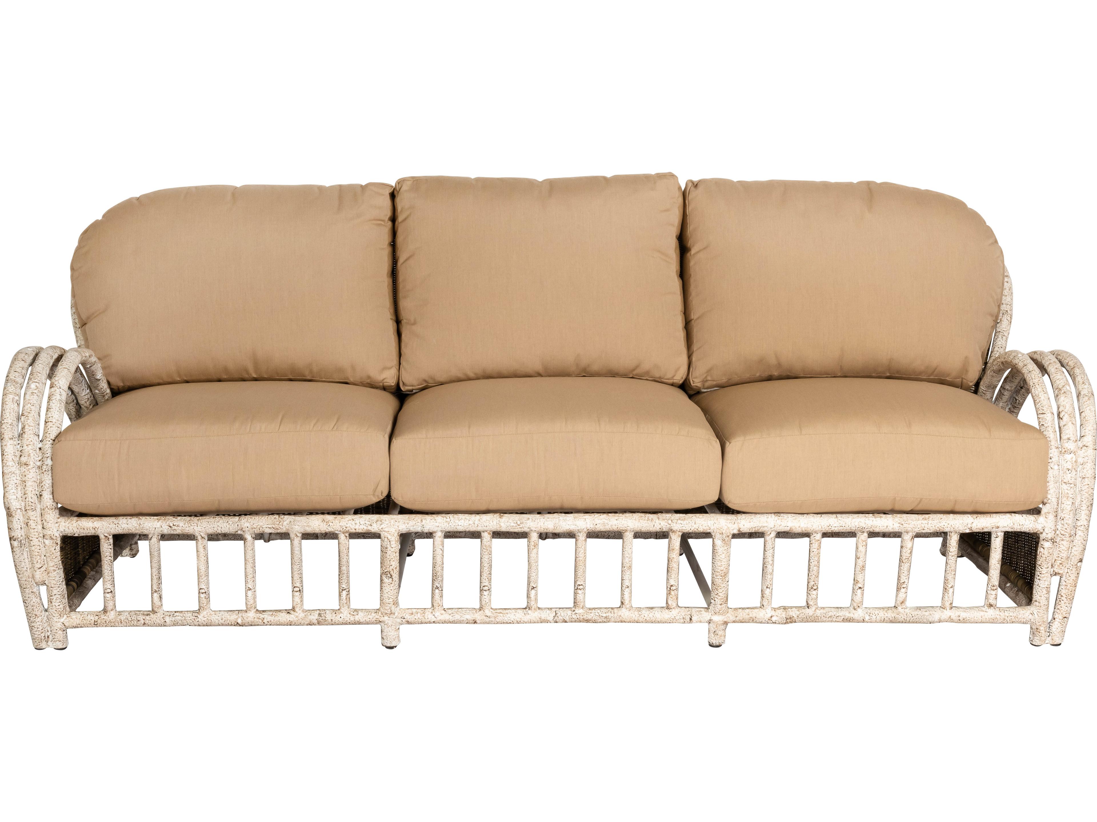 Woodard Whitecraft River Run Wicker Antique Palm Outdoor Patio Sofa