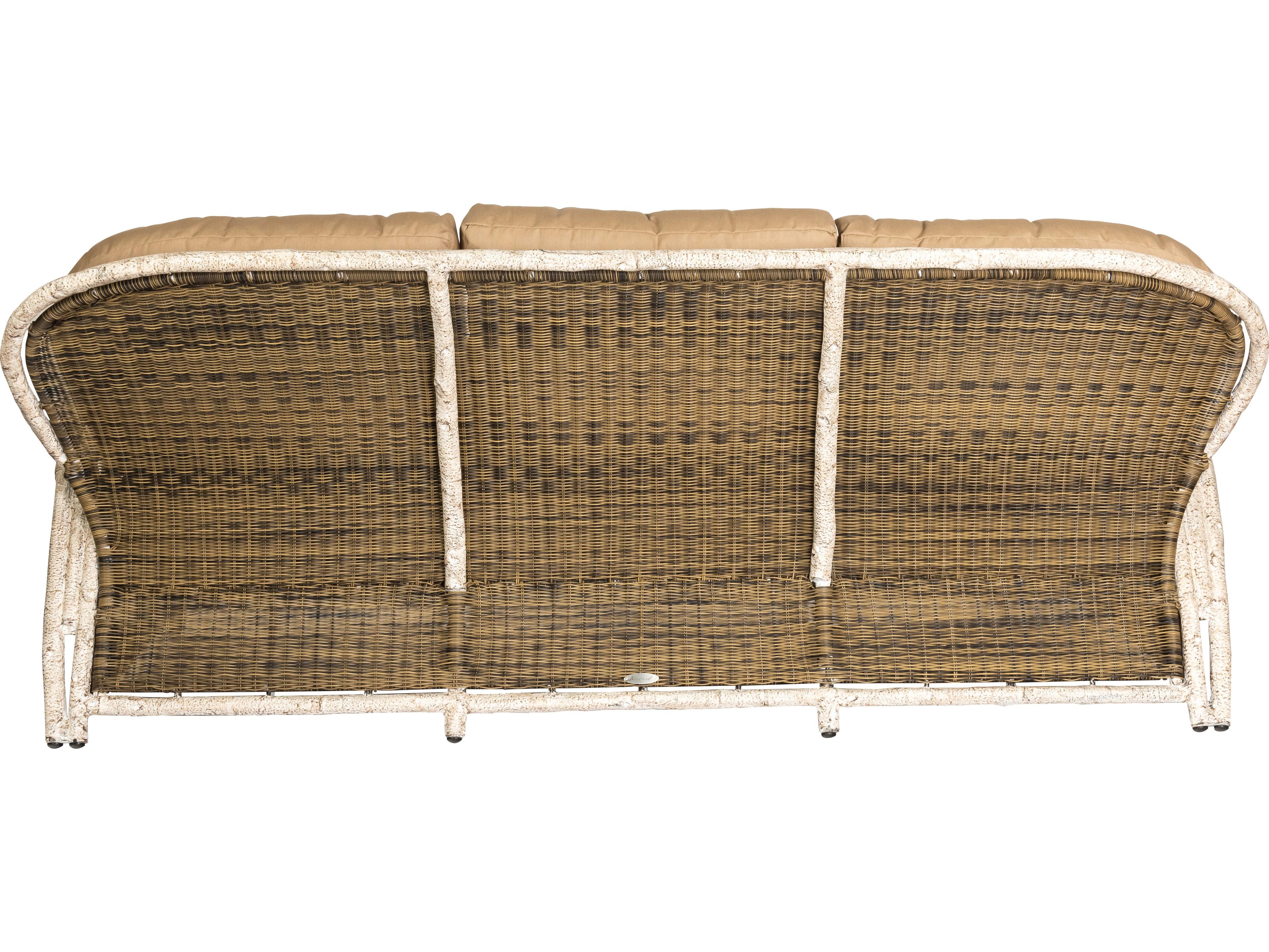 Woodard Whitecraft River Run Wicker Antique Palm Outdoor Patio Sofa