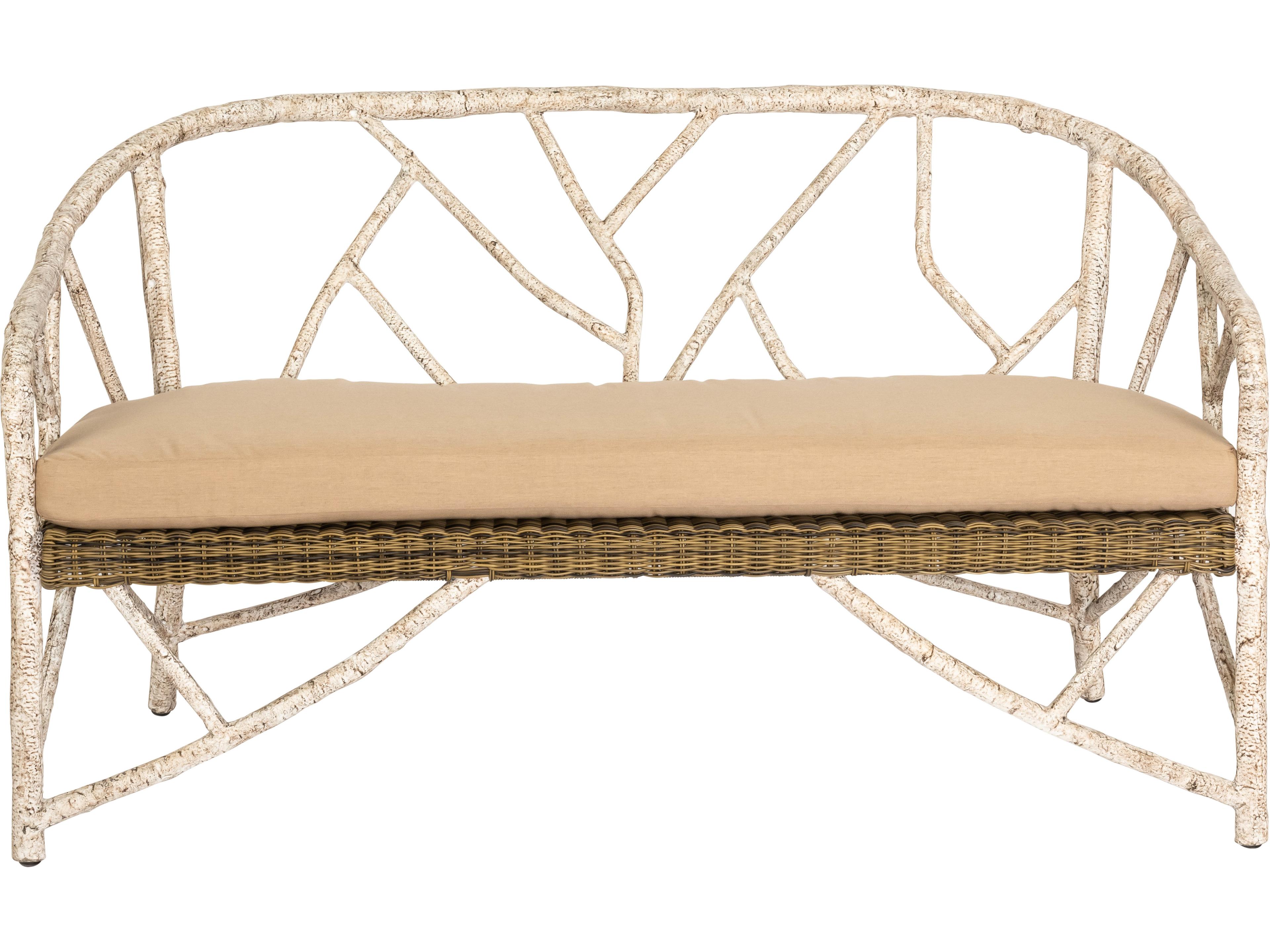 Woodard Whitecraft River Run Wicker Antique Palm Outdoor Loveseat