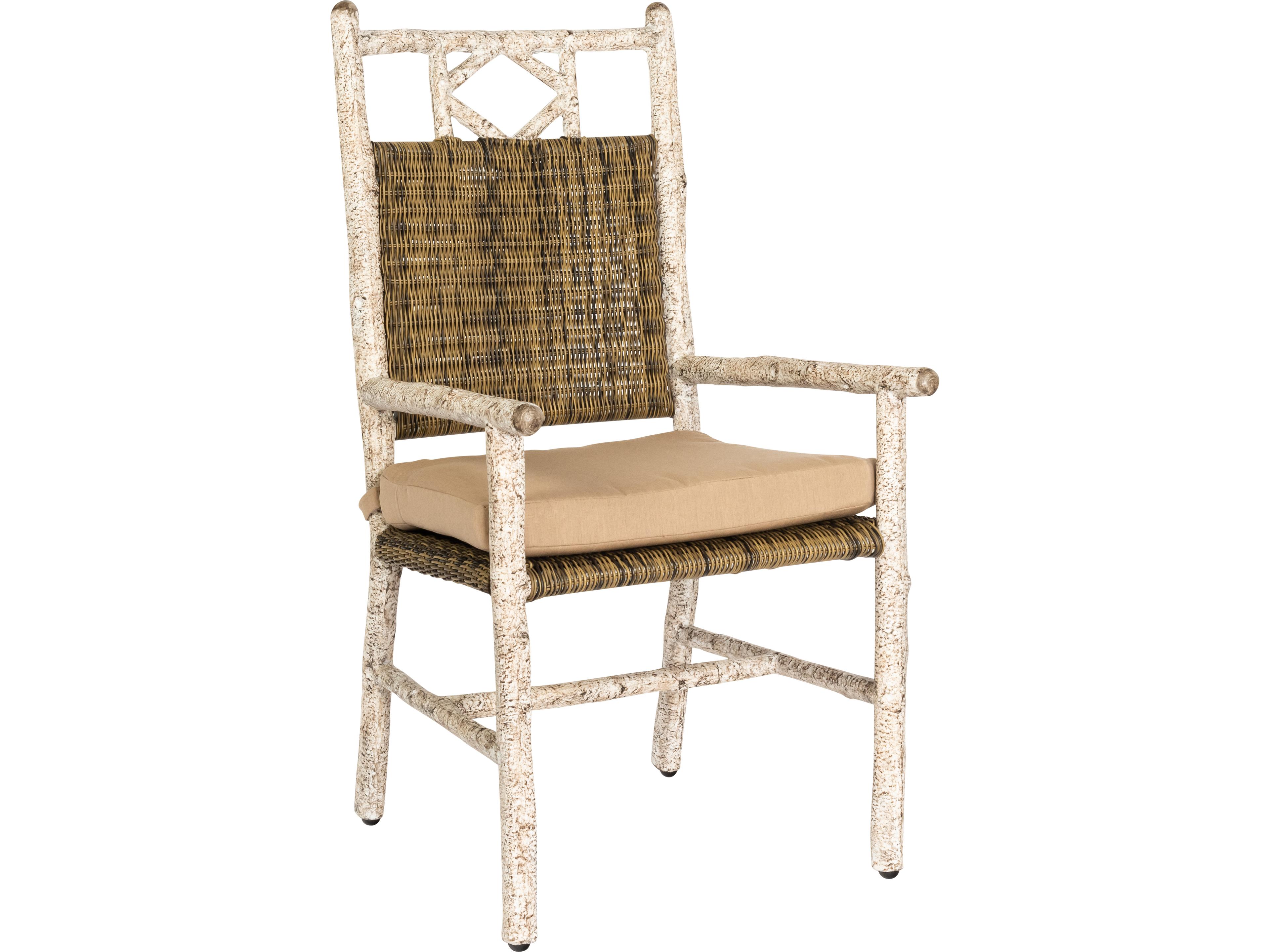 Whitecraft River Run Wicker Antique Palm Patio Dining Arm Chair