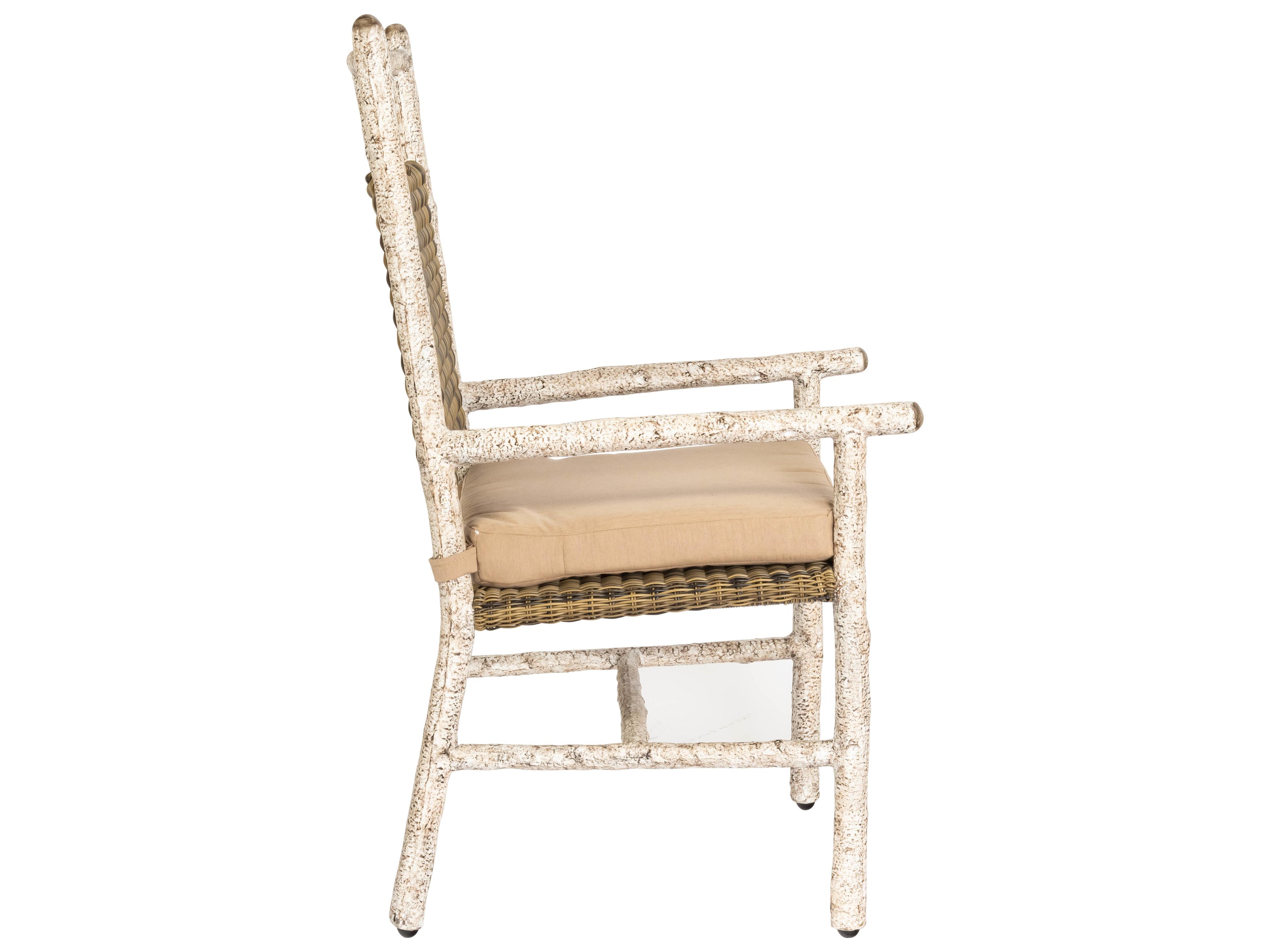 Woodard Whitecraft River Run Wicker Antique Palm Patio Dining Arm Chair
