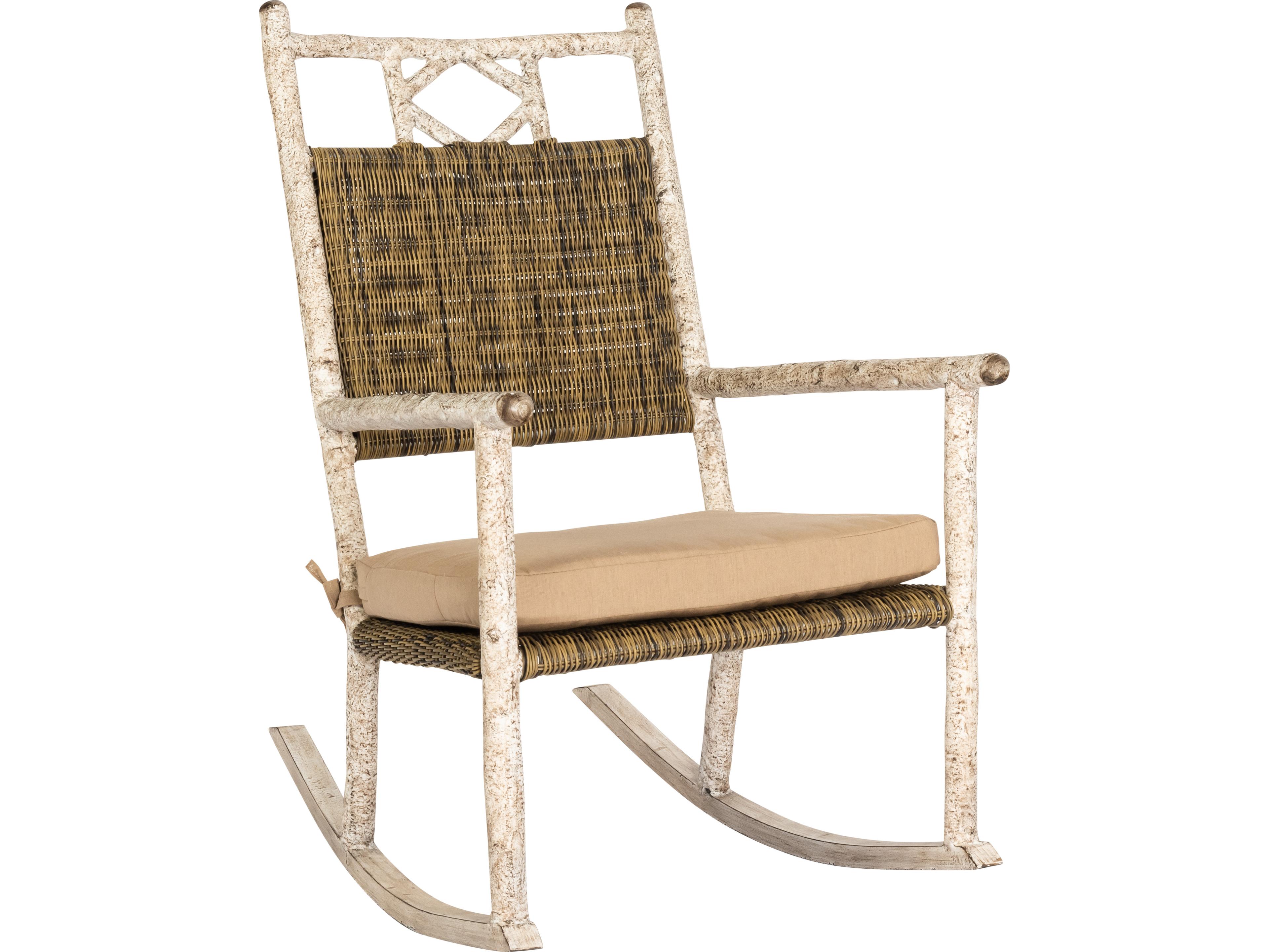 Whitecraft River Run Antique Palm Wicker Rocker Outdoor Lounge Chair