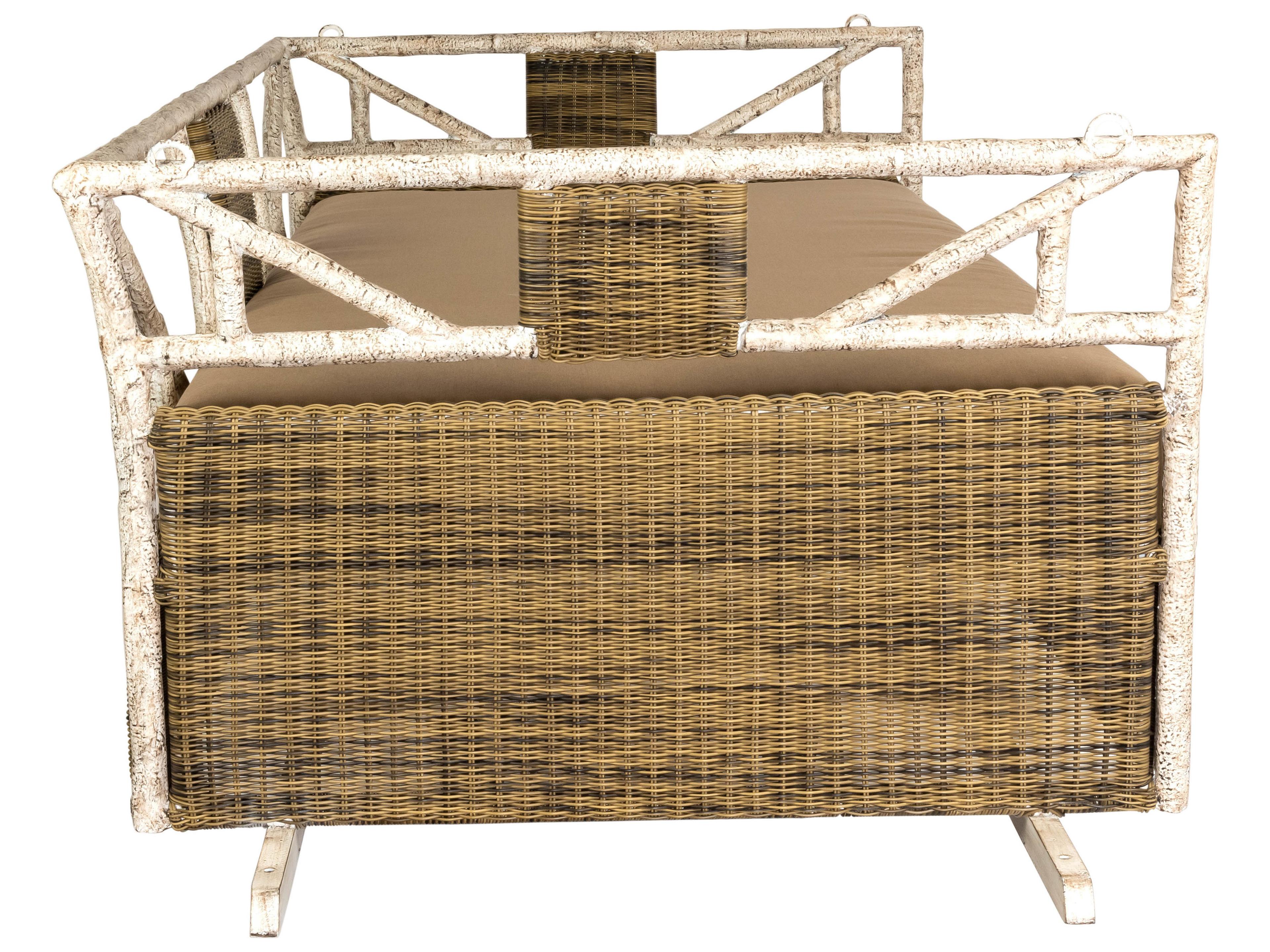 Woodard Whitecraft River Run Wicker Antique Palm Outdoor Patio Swing