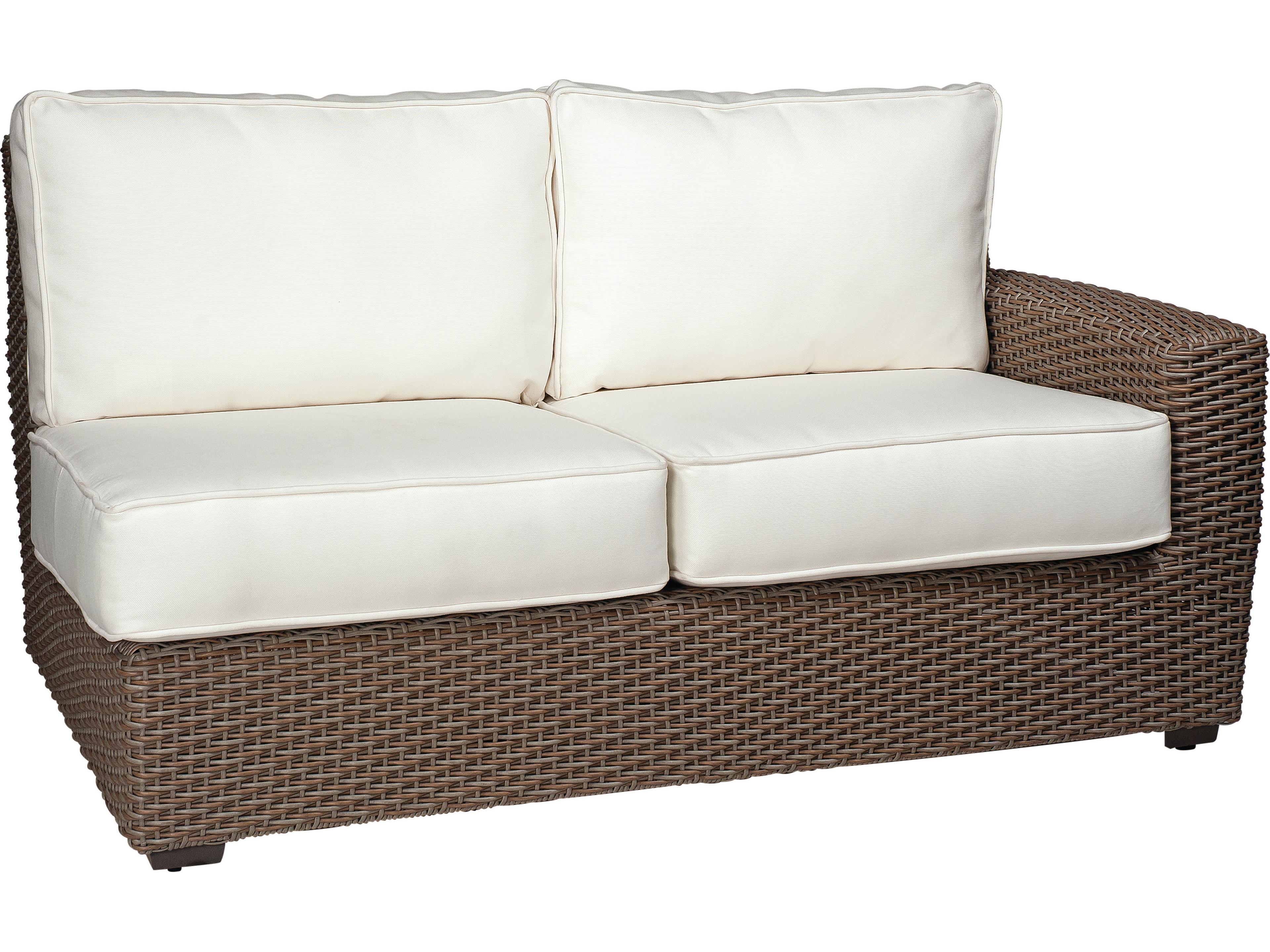 Whitecraft Augusta Wicker Aged Teak Left Arm Outdoor Loveseat