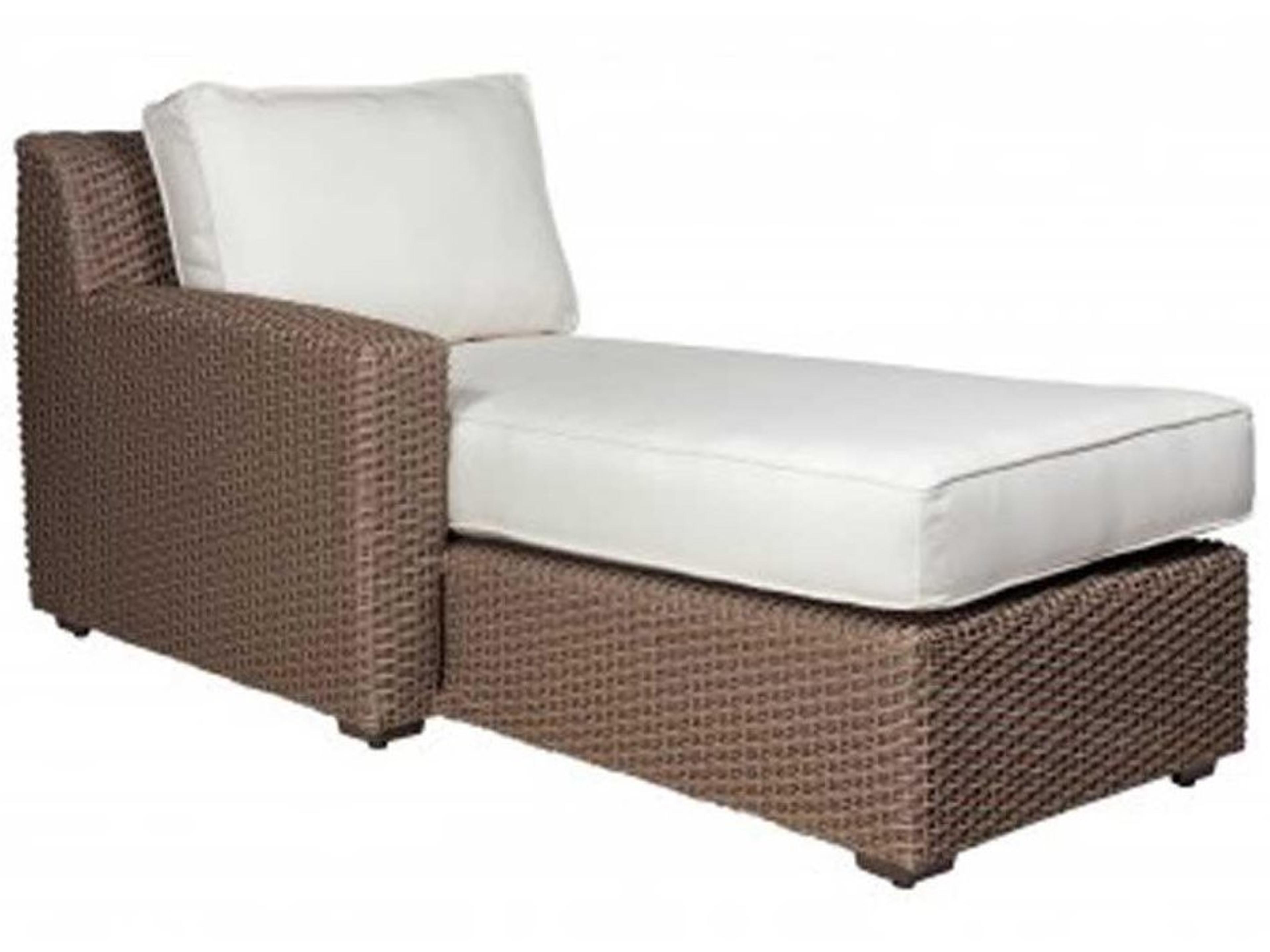 Whitecraft Augusta Wicker Aged Teak Right Arm Lounge Outdoor Chaise