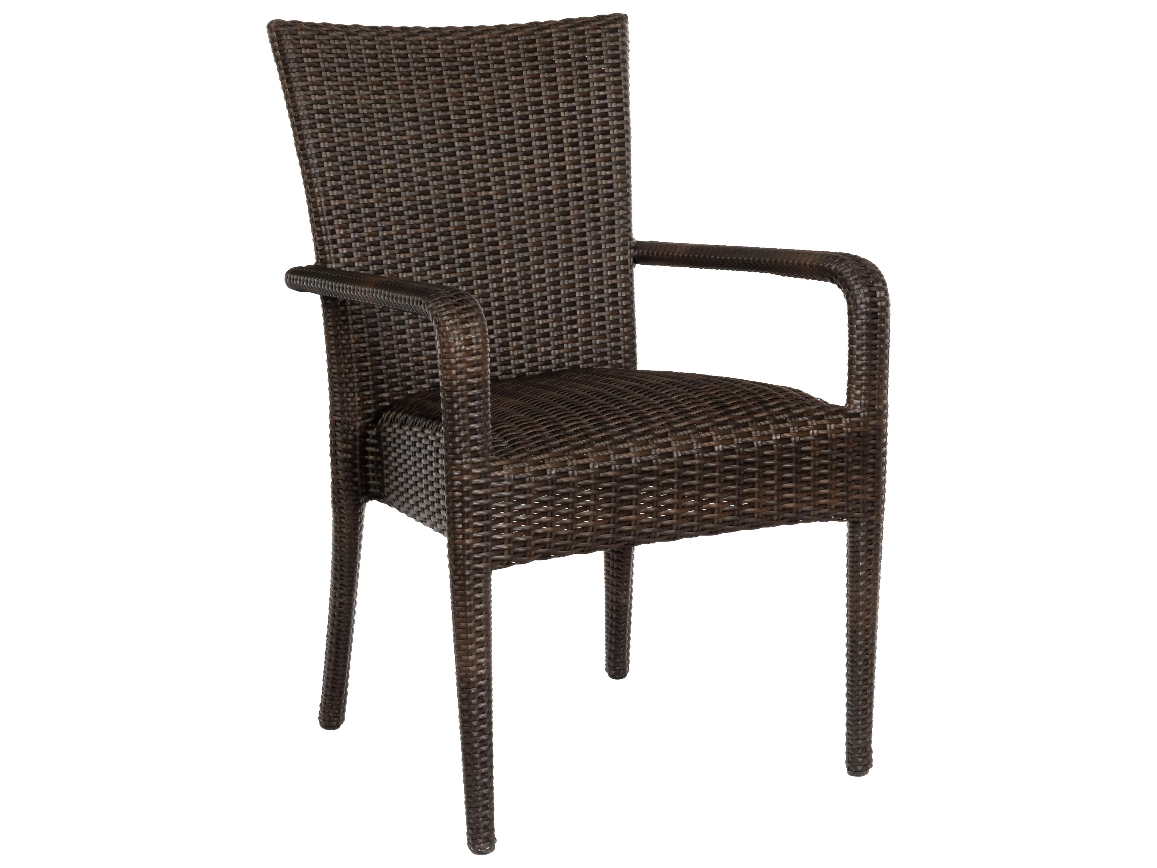 Woodard Whitecraft All Weather Wicker Padded Seat Patio Dining Arm Chair