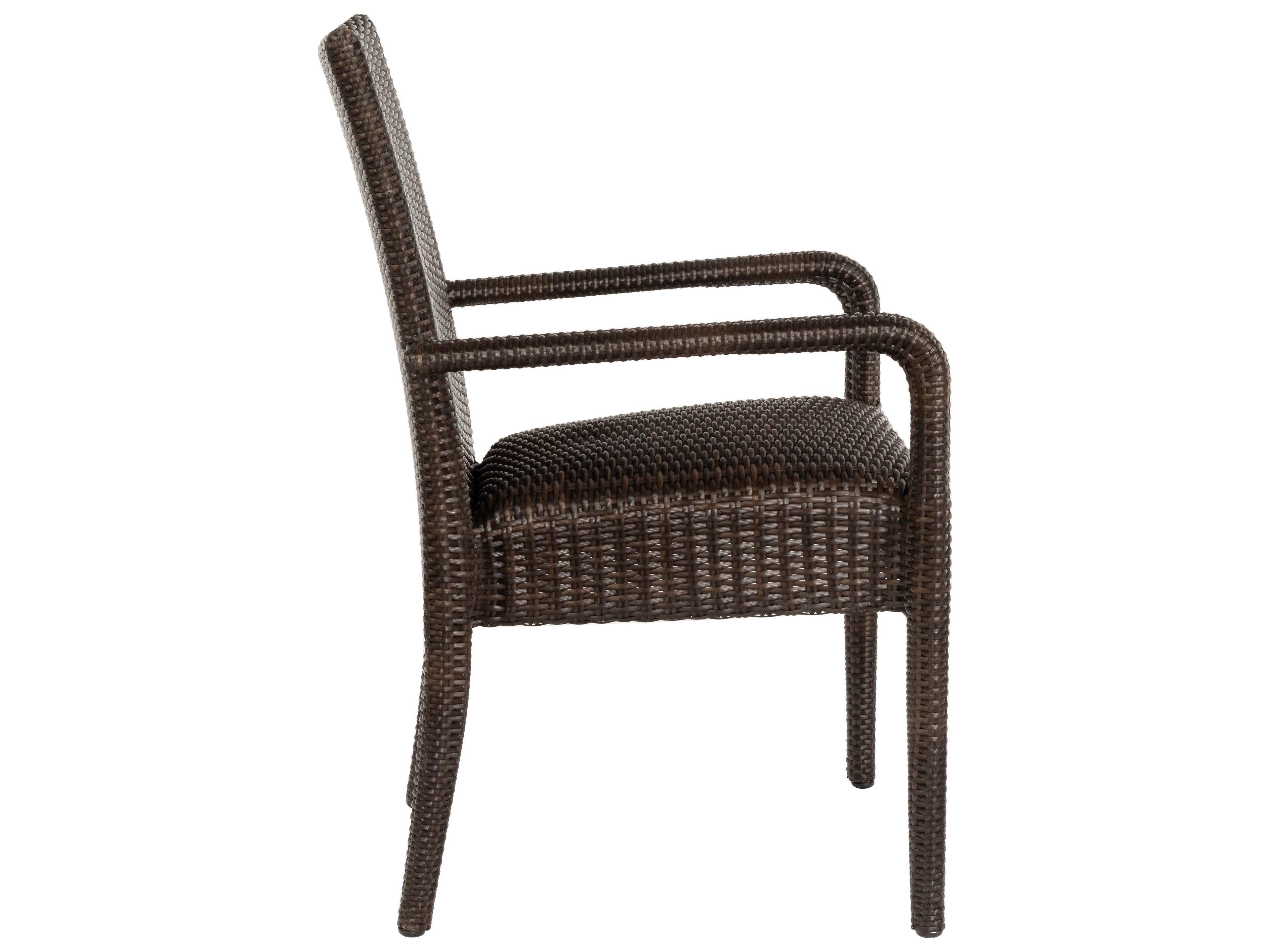 Woodard Whitecraft All Weather Wicker Padded Seat Patio Dining Arm Chair