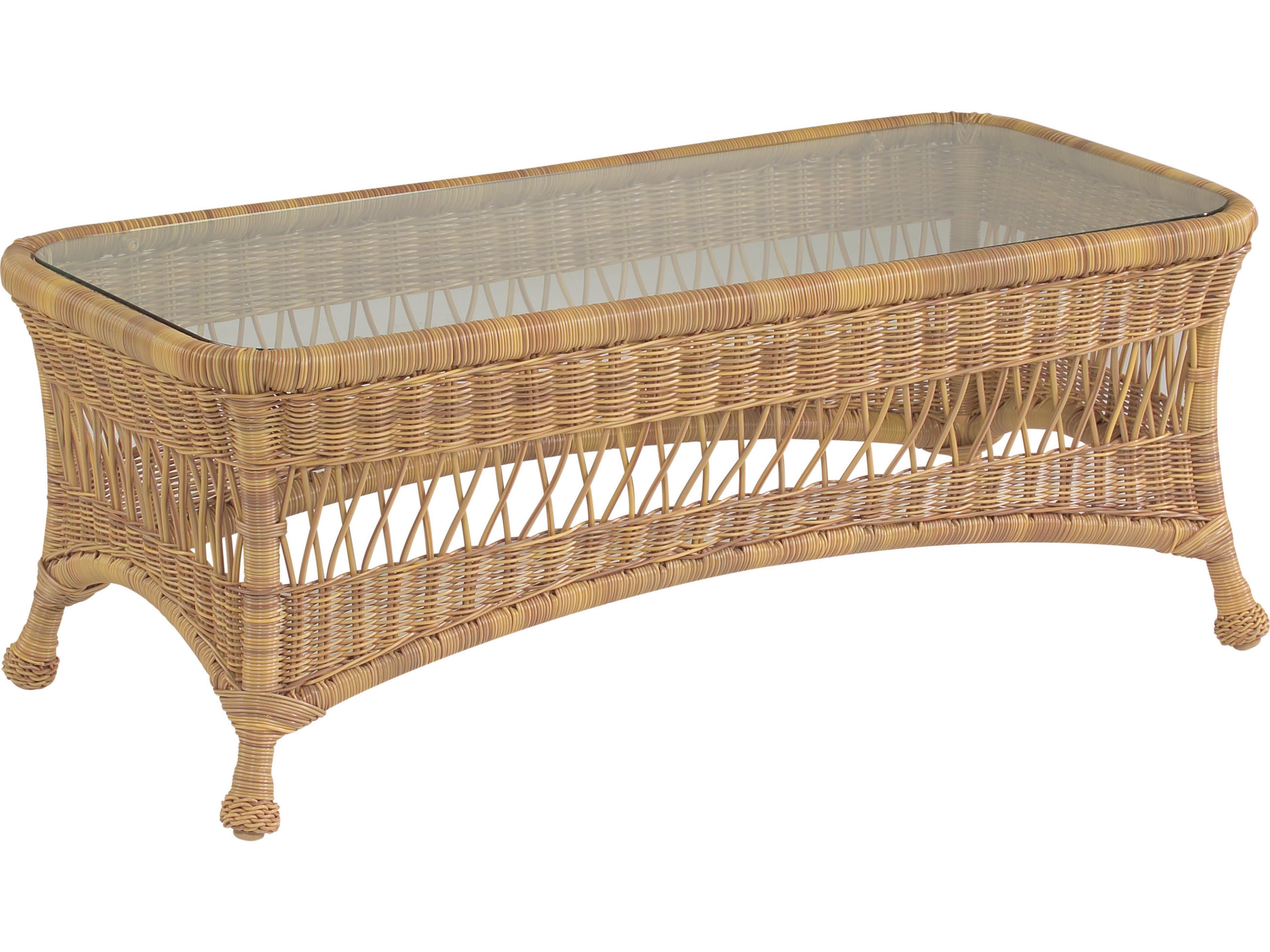 Whitecraft Sommerwind Wicker Rectangular Glass Top Patio Coffee Table