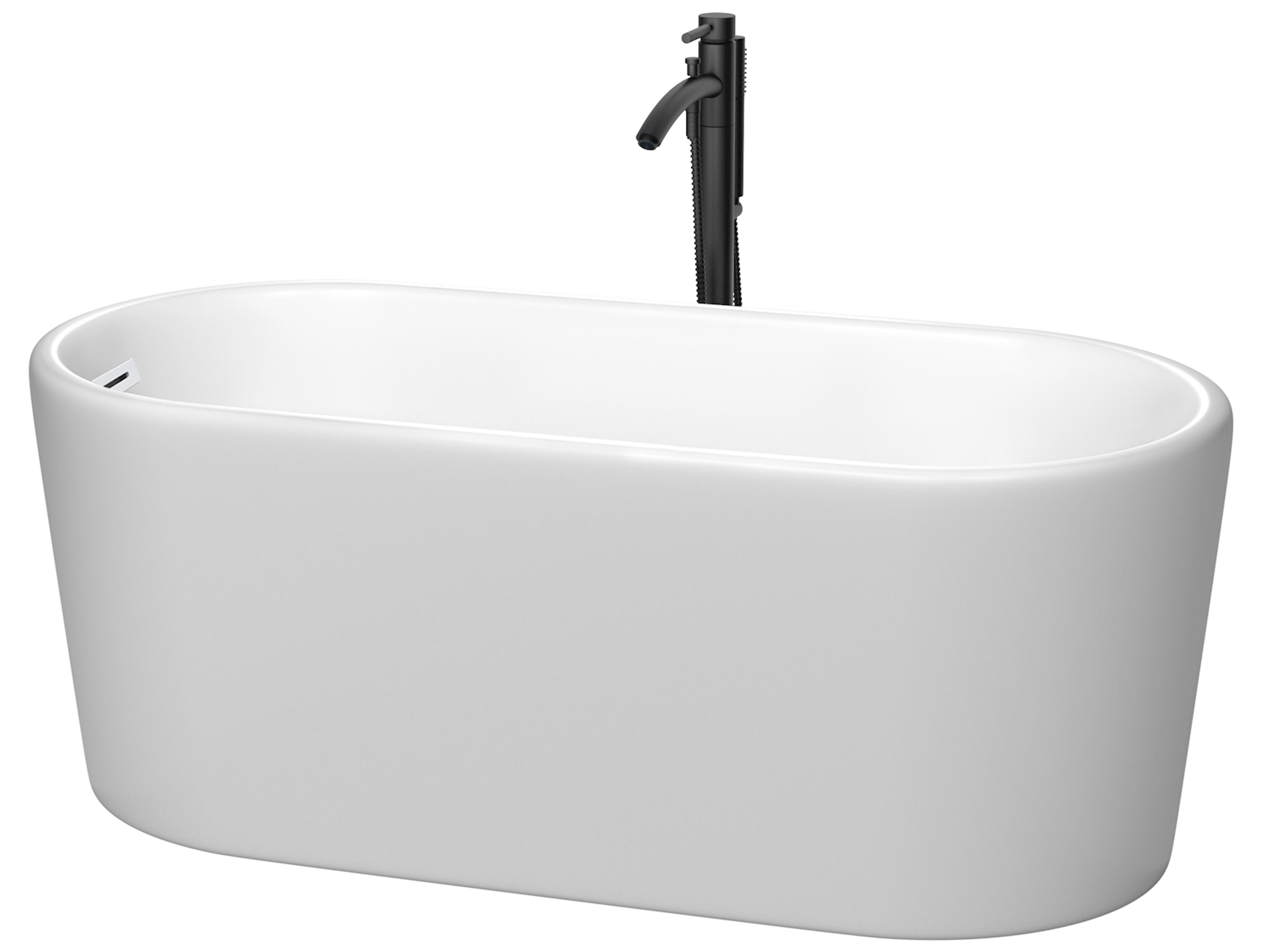 Ursula Matte White Bathtub with Shiny White Trim and Floor Mounted Faucet