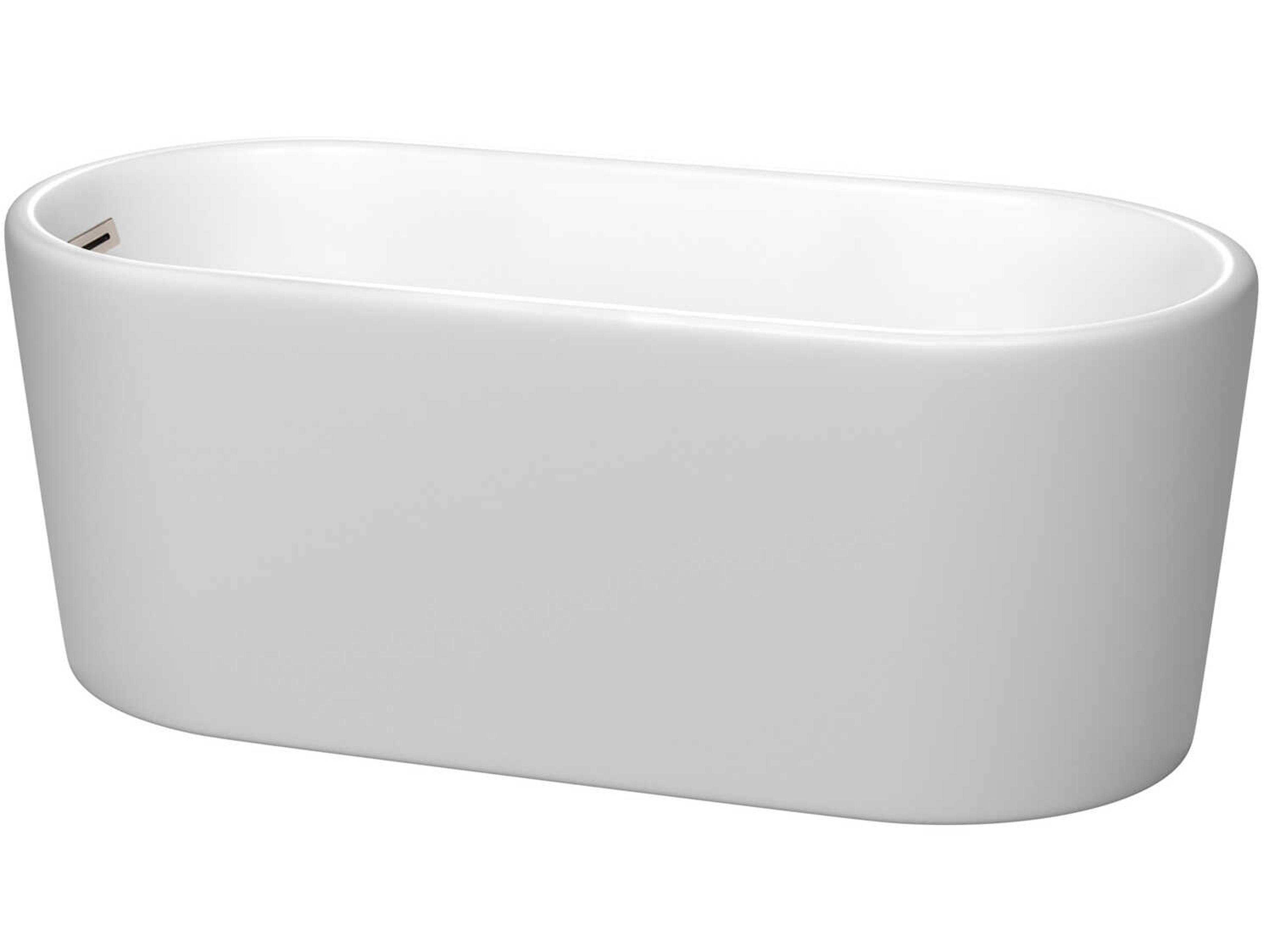 Wyndham Collection Ursula Matte White Bathtub with Drain and Overflow