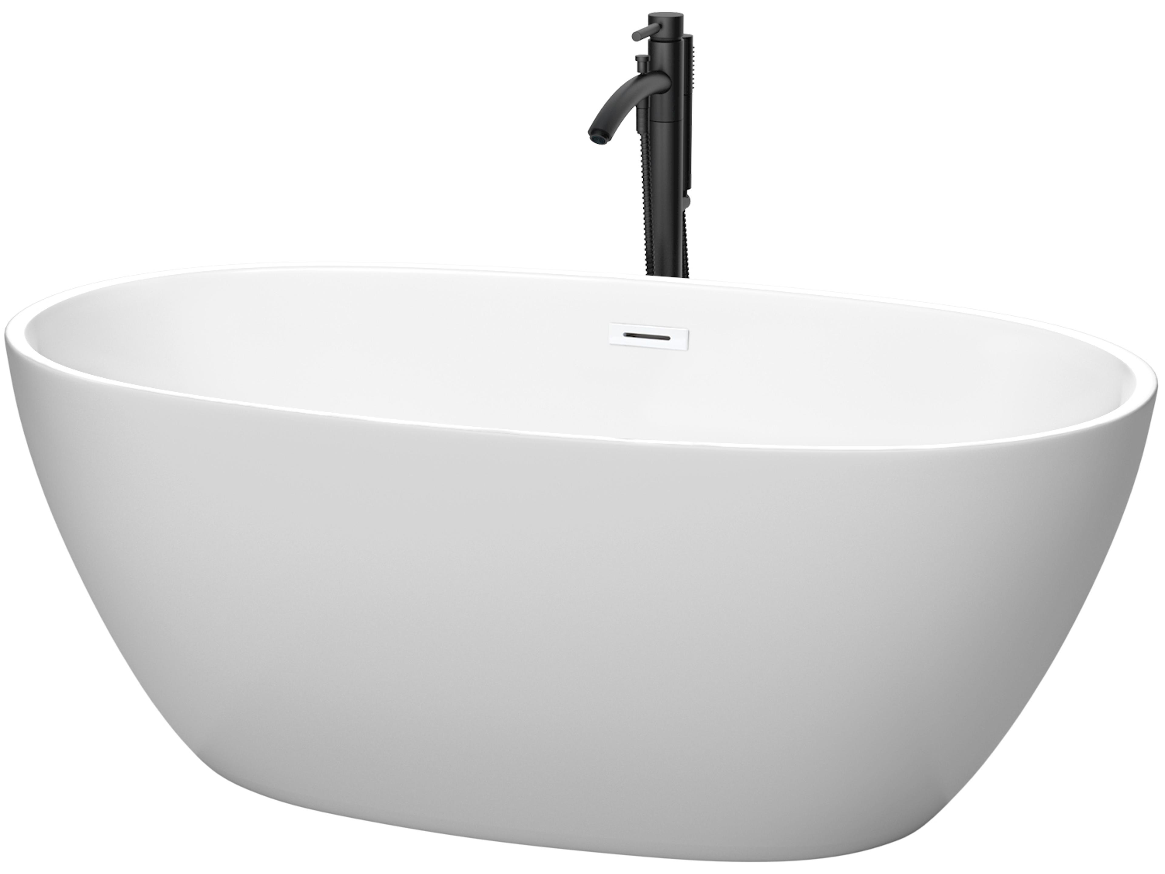 Juno Matte White Bathtub with Shiny White Trim and Floor Mounted Faucet