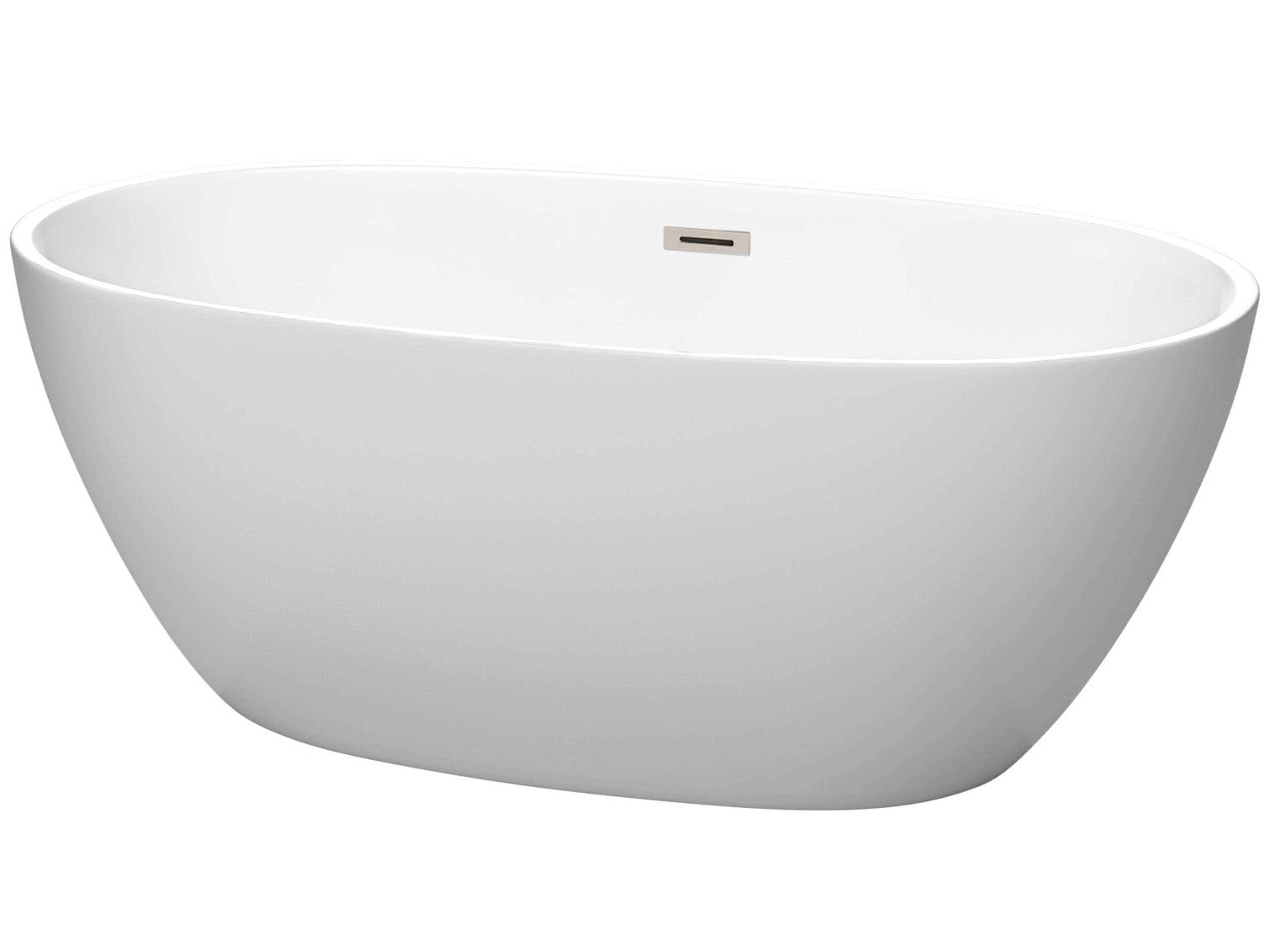 Wyndham Collection Juno Matte White Bathtub with Drain and Overflow
