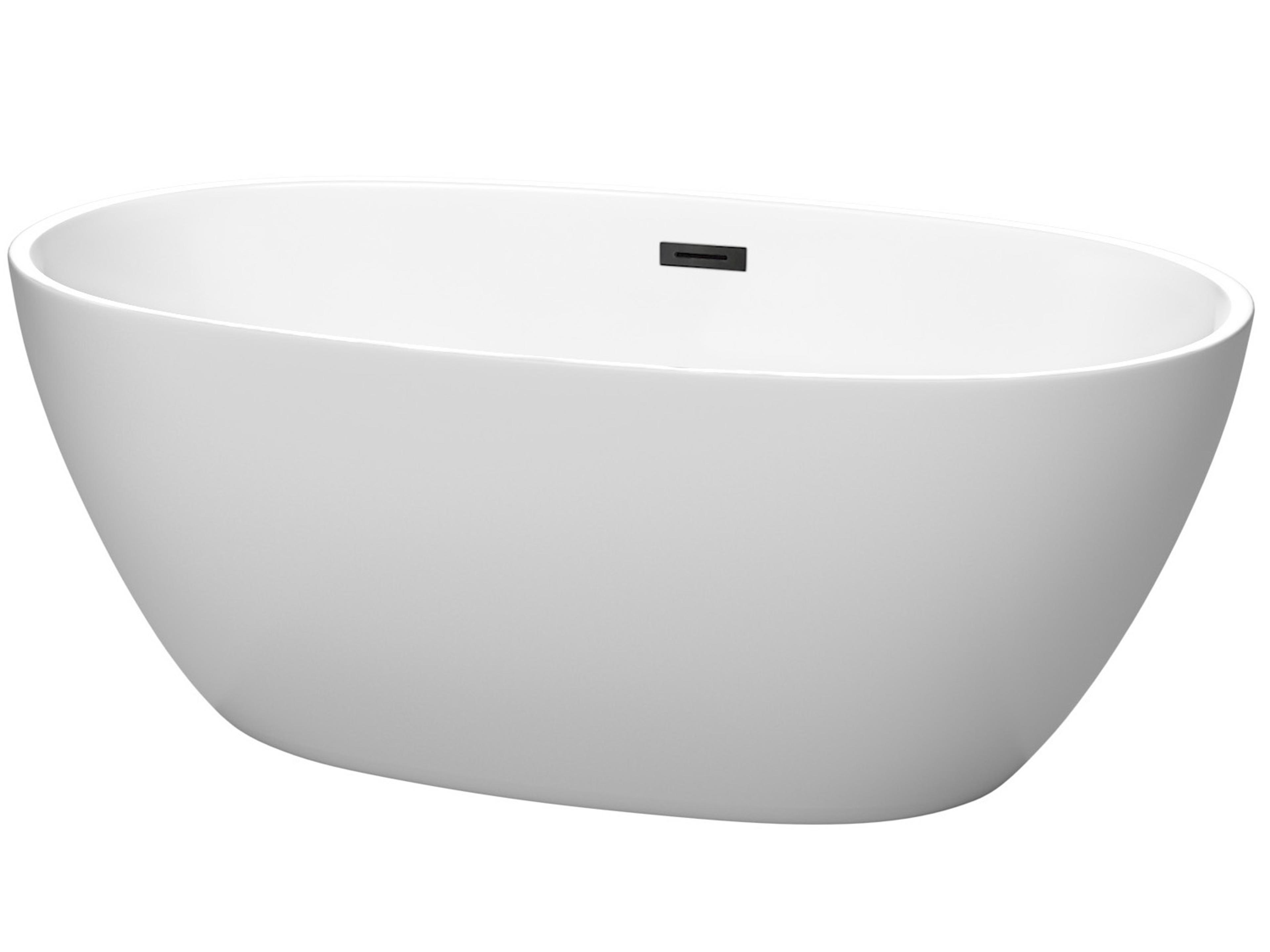 Wyndham Collection Juno Matte White Bathtub with Drain and Overflow