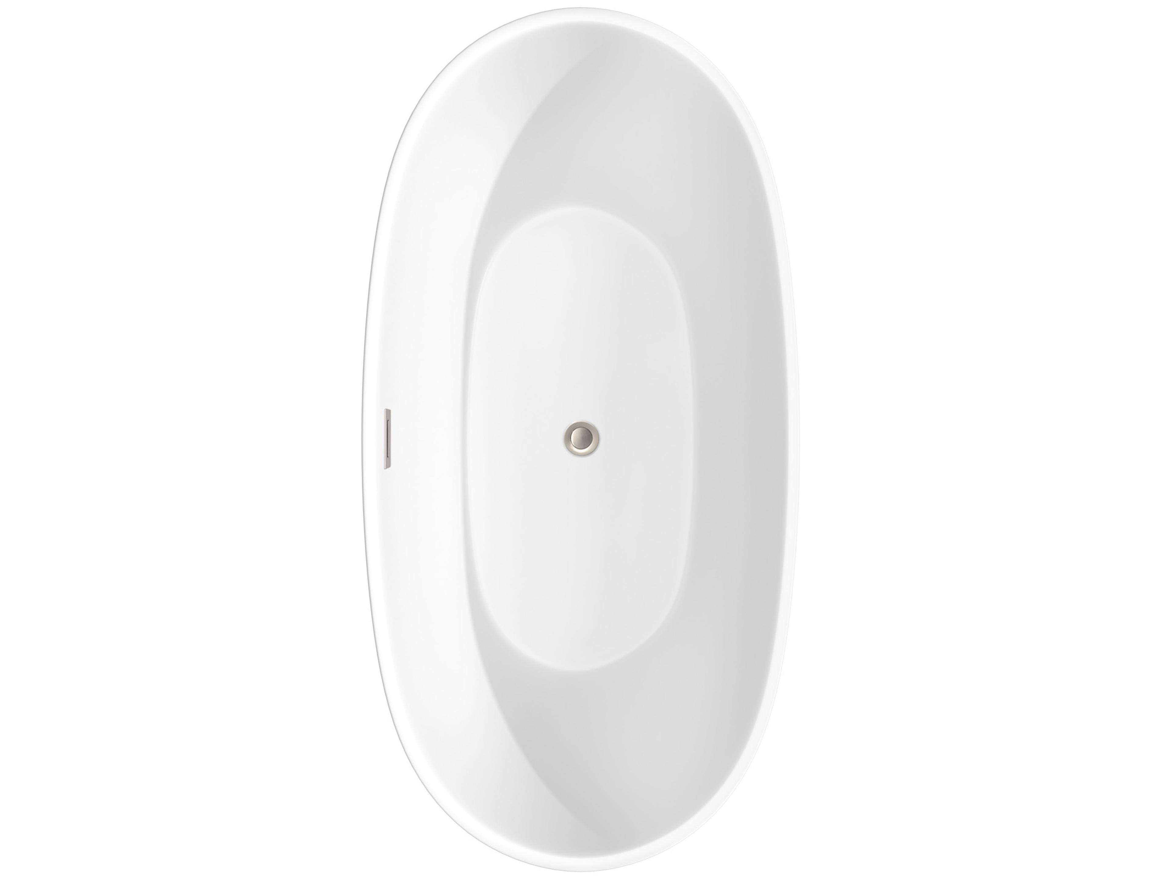 Wyndham Collection Juno Matte White Bathtub with Floor Mounted Faucet, Drain and Overflow Trim