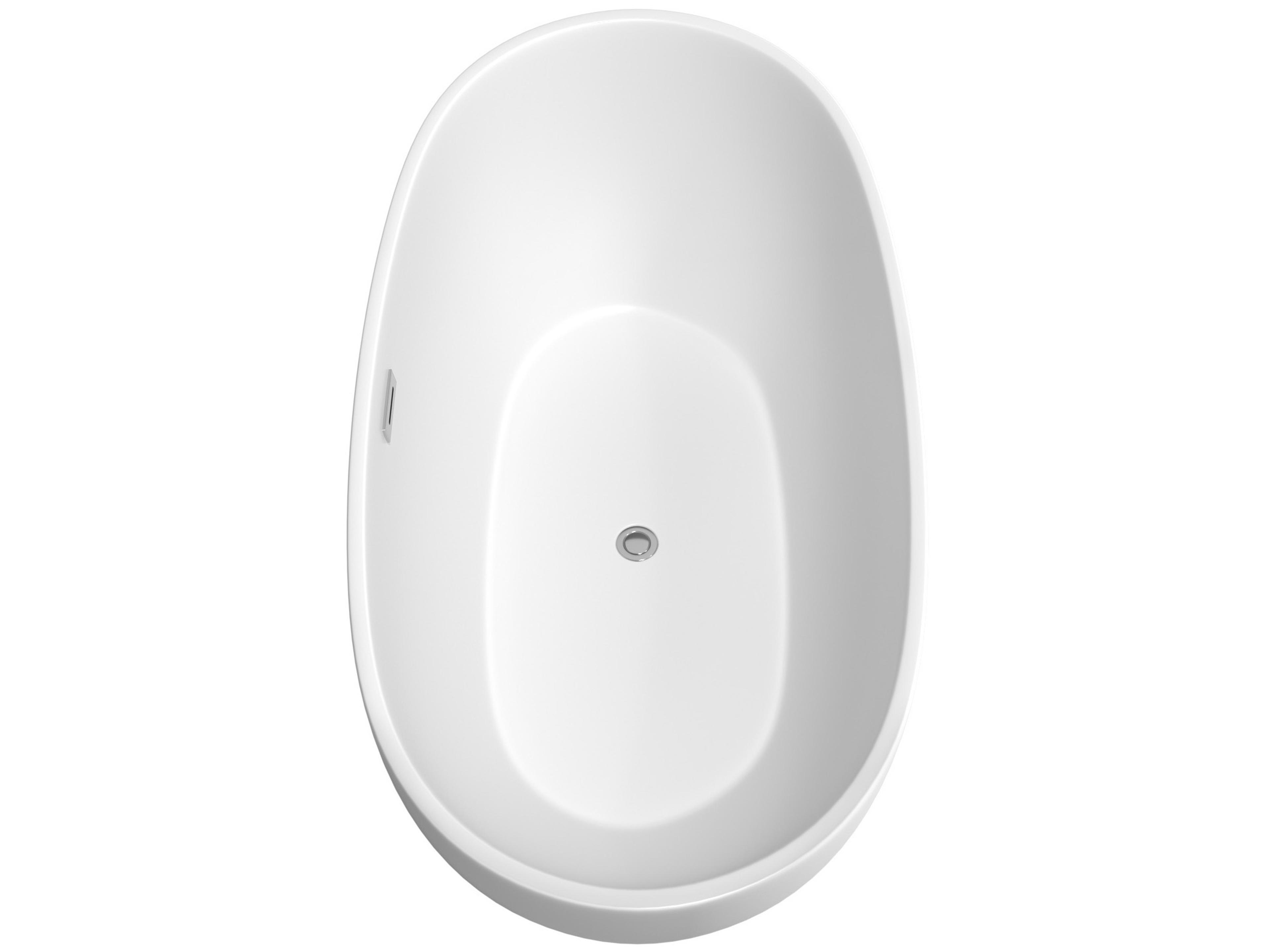 Wyndham Collection Juno Matte White Bathtub with Polished Chrome Trim and Floor Mounted Faucet