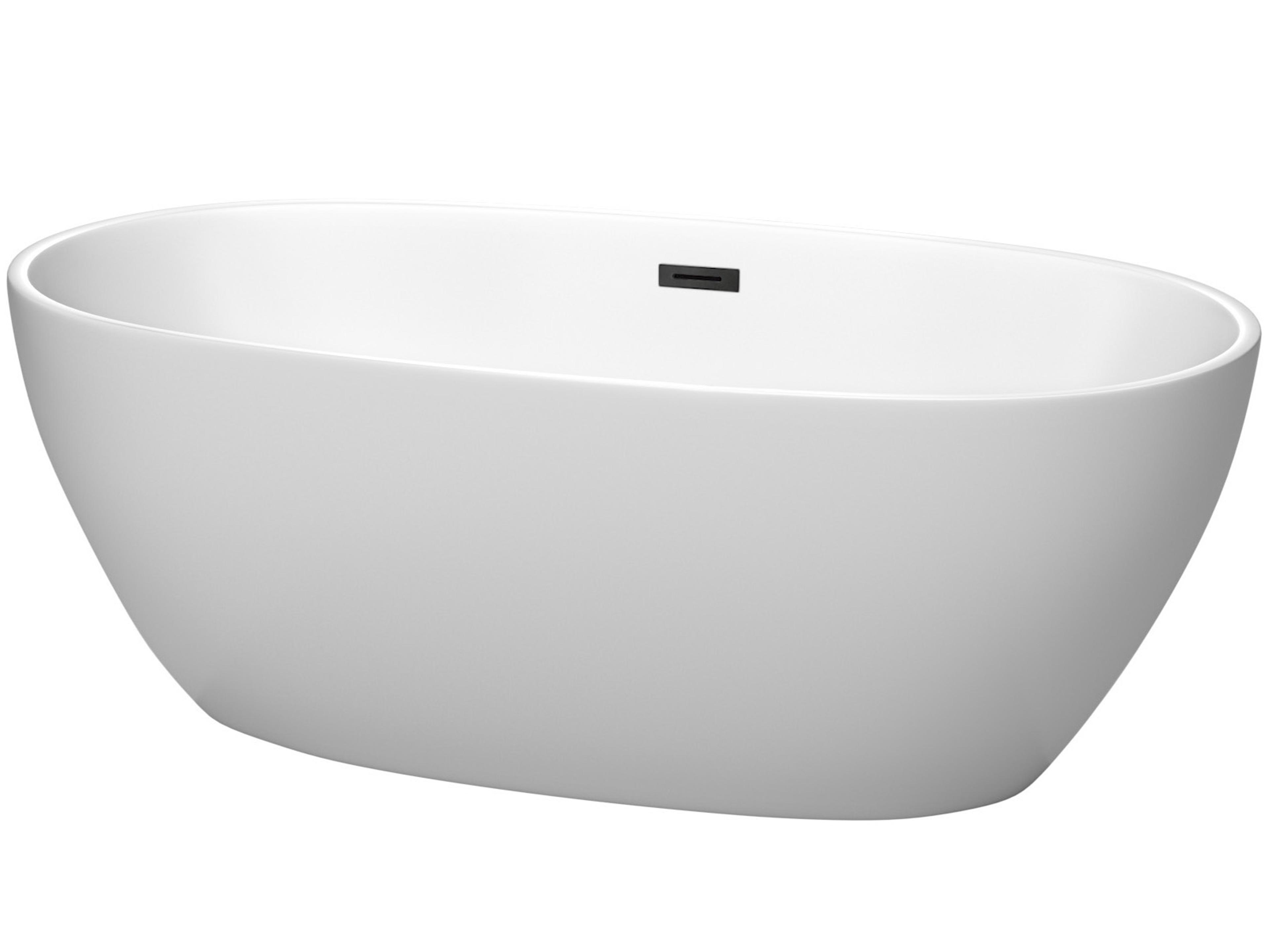 Wyndham Collection Juno Matte White Bathtub with Drain and Overflow