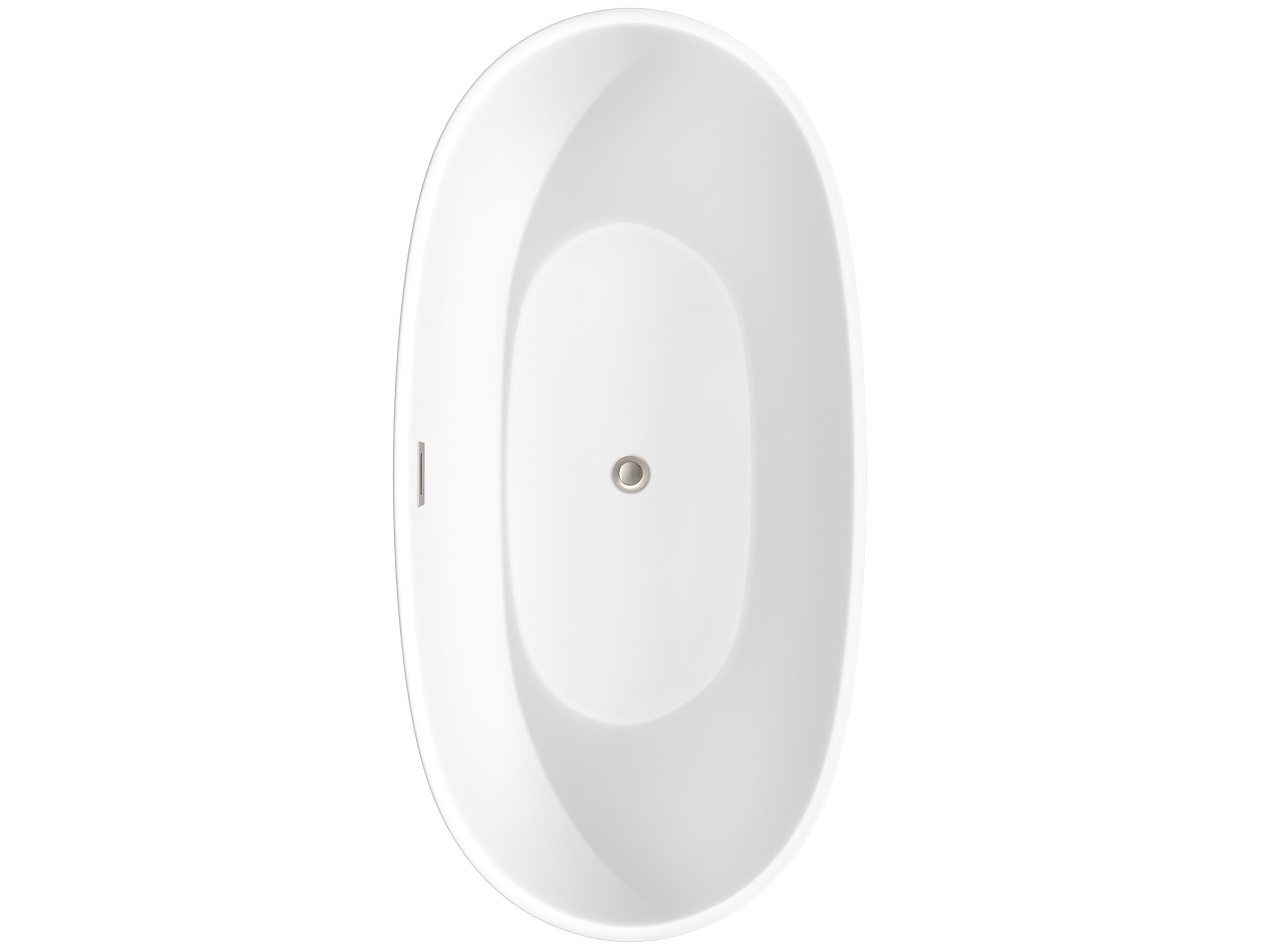 Wyndham Collection Juno Matte White Bathtub with Drain and Overflow