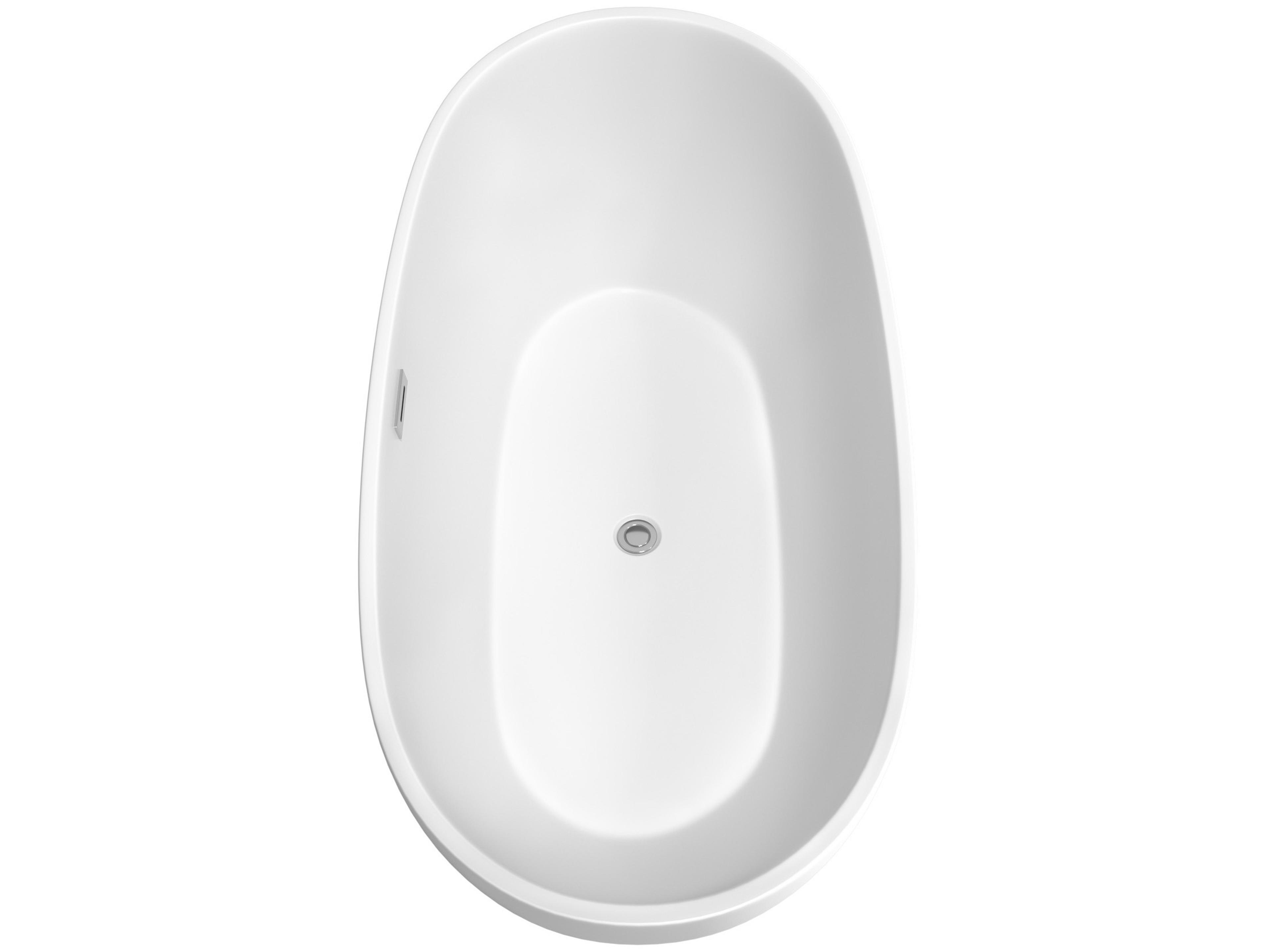 Wyndham Collection Juno Matte White Bathtub with Polished Chrome Trim and Floor Mounted Faucet